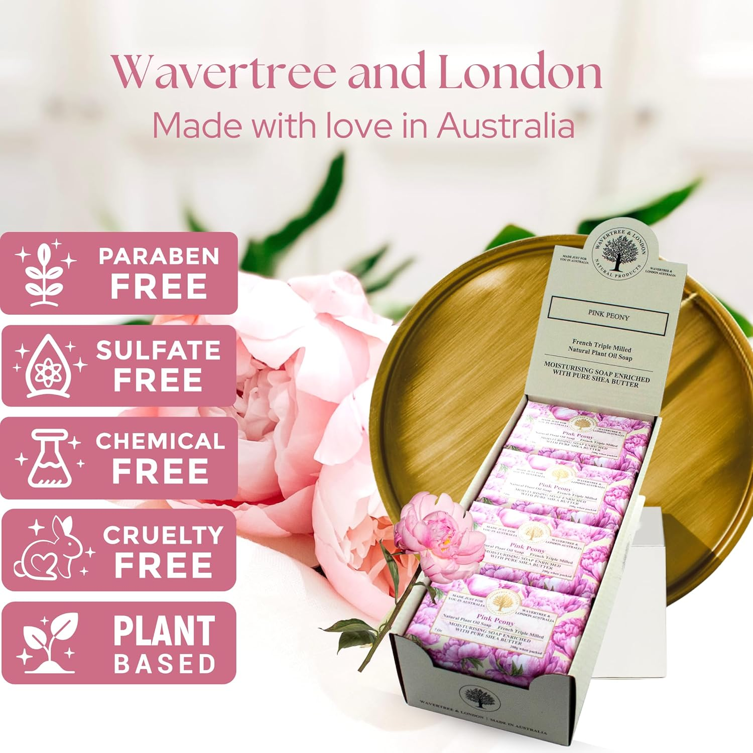 Wavertree and London Pink Peony Soap Bar 200 G image number 3