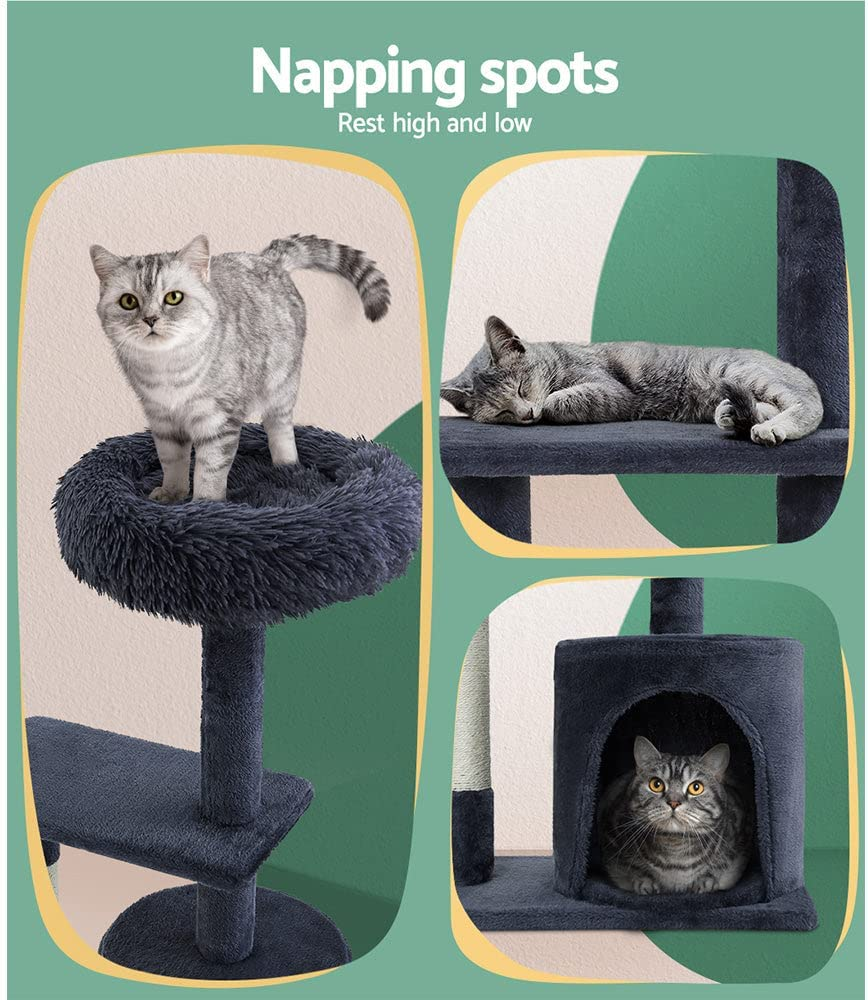 I.Pet Cat Tree 94Cm, Multi-Level Cat Tower with Condo, Cat Scratching Post Pet Scratcher for Indoor Kittens, Wooden Play Towers & Trees for Cats, Dark Grey image number 4