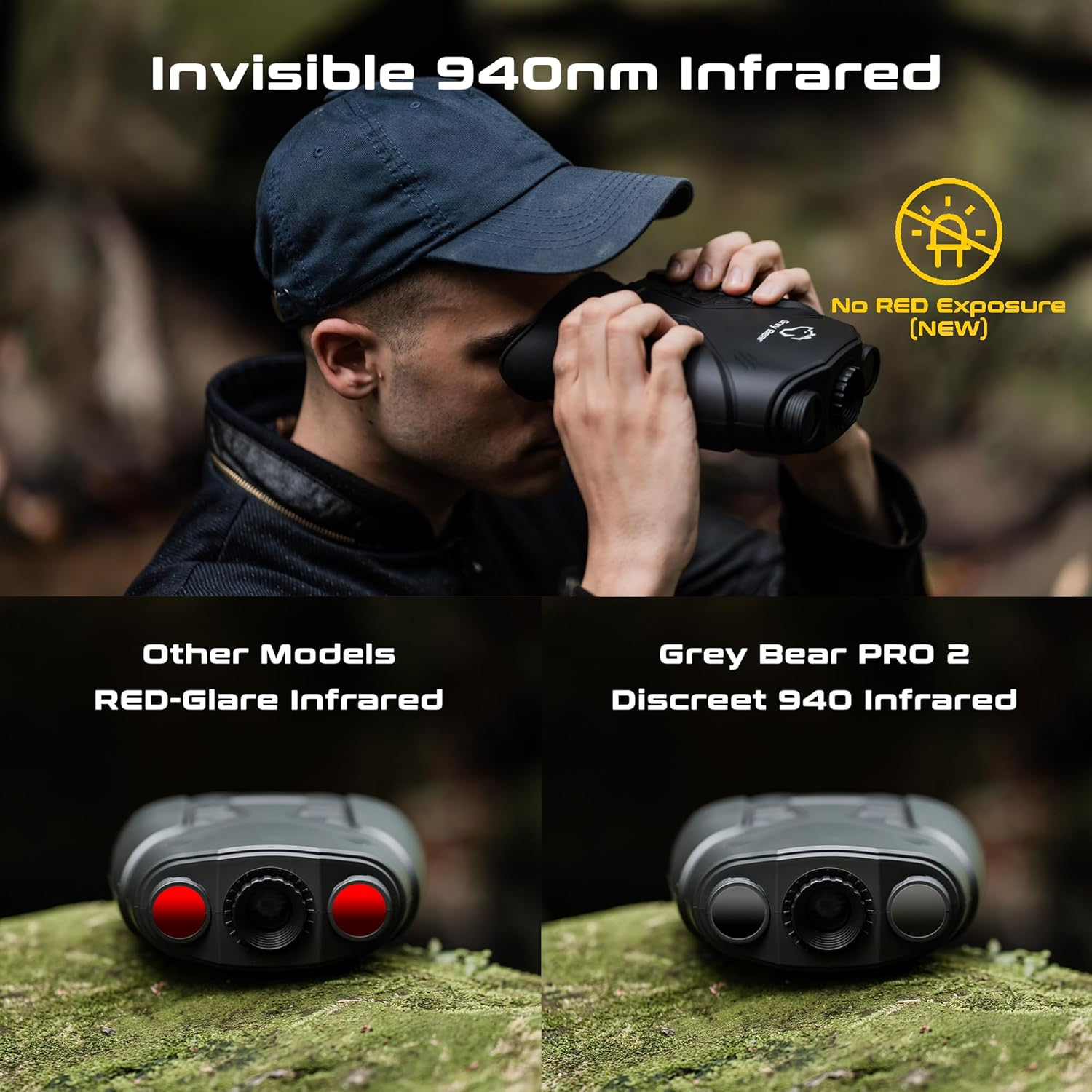 Grey Bear Night Vision Pro 2 (New) I Infrared Binocular I Night Vision 300M I Magnification 9X I Night Filters I Advanced 2MP Sensor (FHD 1080P) I 940 IR (Anti-Glare) image number 1