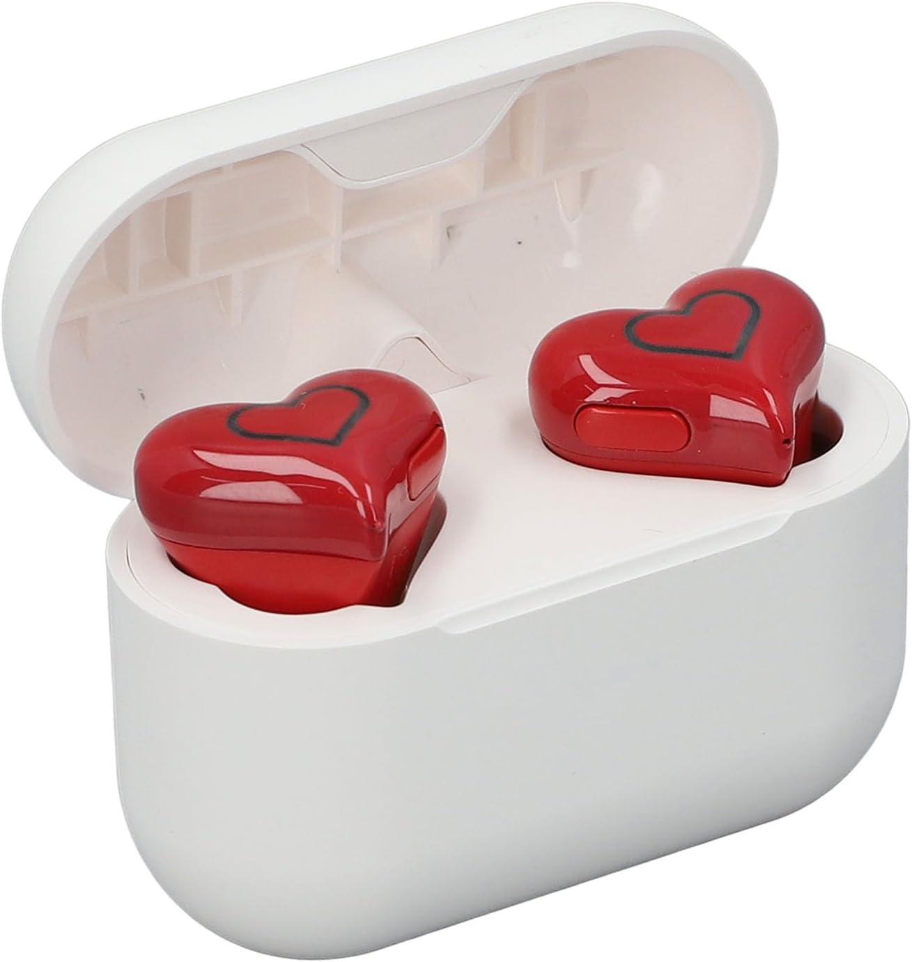 Jectse Heart-Shaped Wireless Earbuds, Bluetooth 5.3 Earphones with Noise Cancellation, Built-In Microphone, Hifi Stereo Sound, Cute Girls Headphones with Charging Case, 8 Earplugs