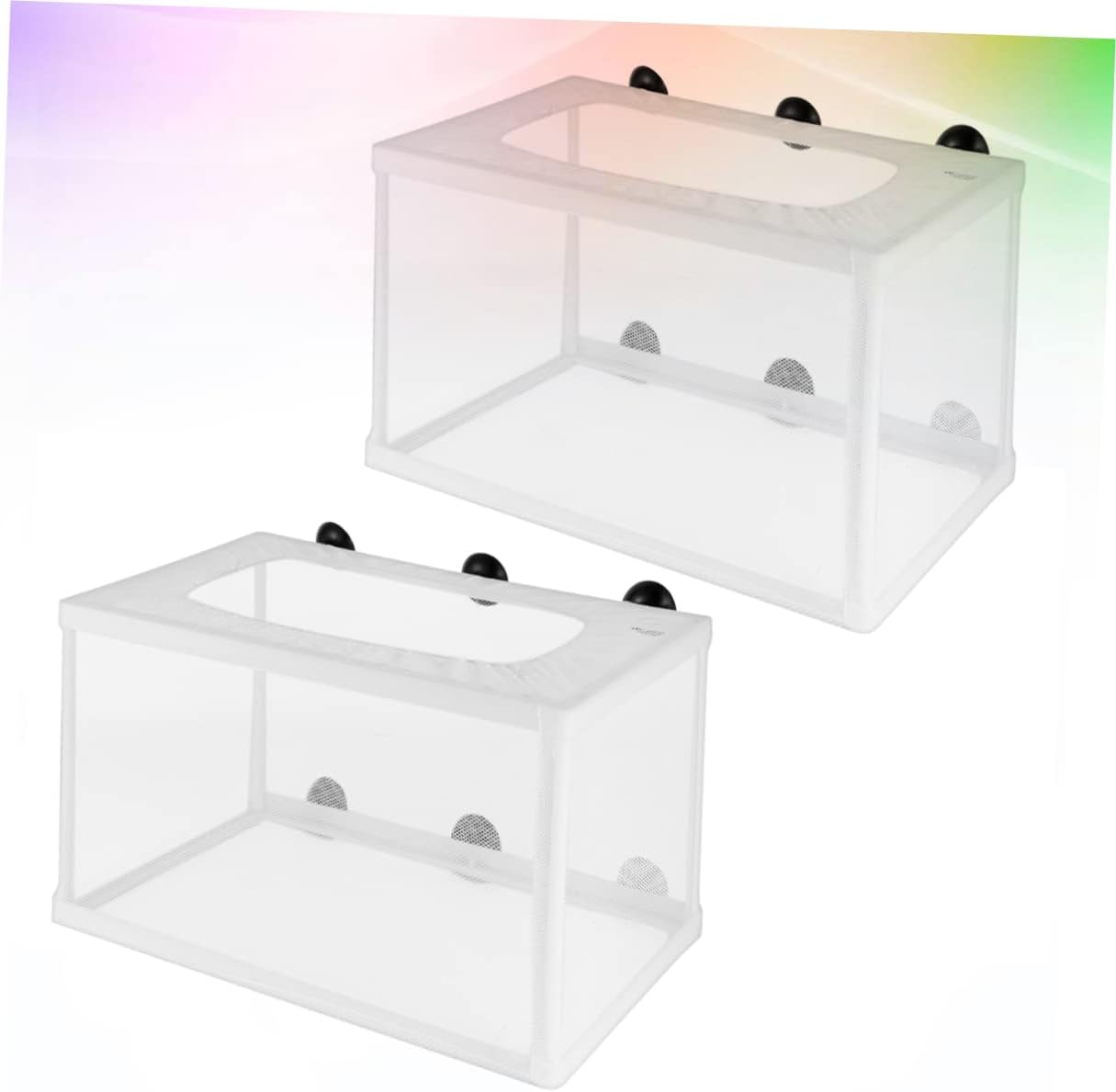 JOINPAYA 2Pcs Large Fish Hatchery Net with Suction Cups for Aquarium Tank, White Isolation Box for Fry Breeding and Juvenile Fish Protection in Aquatic Pet Care