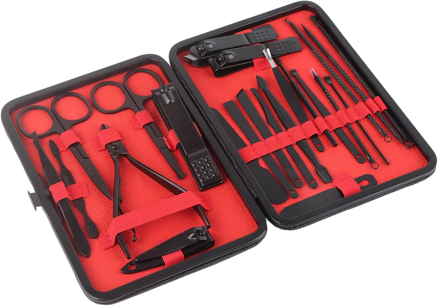 Professional Manicure Set, Nail Clippers Pedicure Kit, 23-Piece Stainless Steel Grooming Kit for Men, Boyfriend, Fathers, with Travel Case, Black image number 2