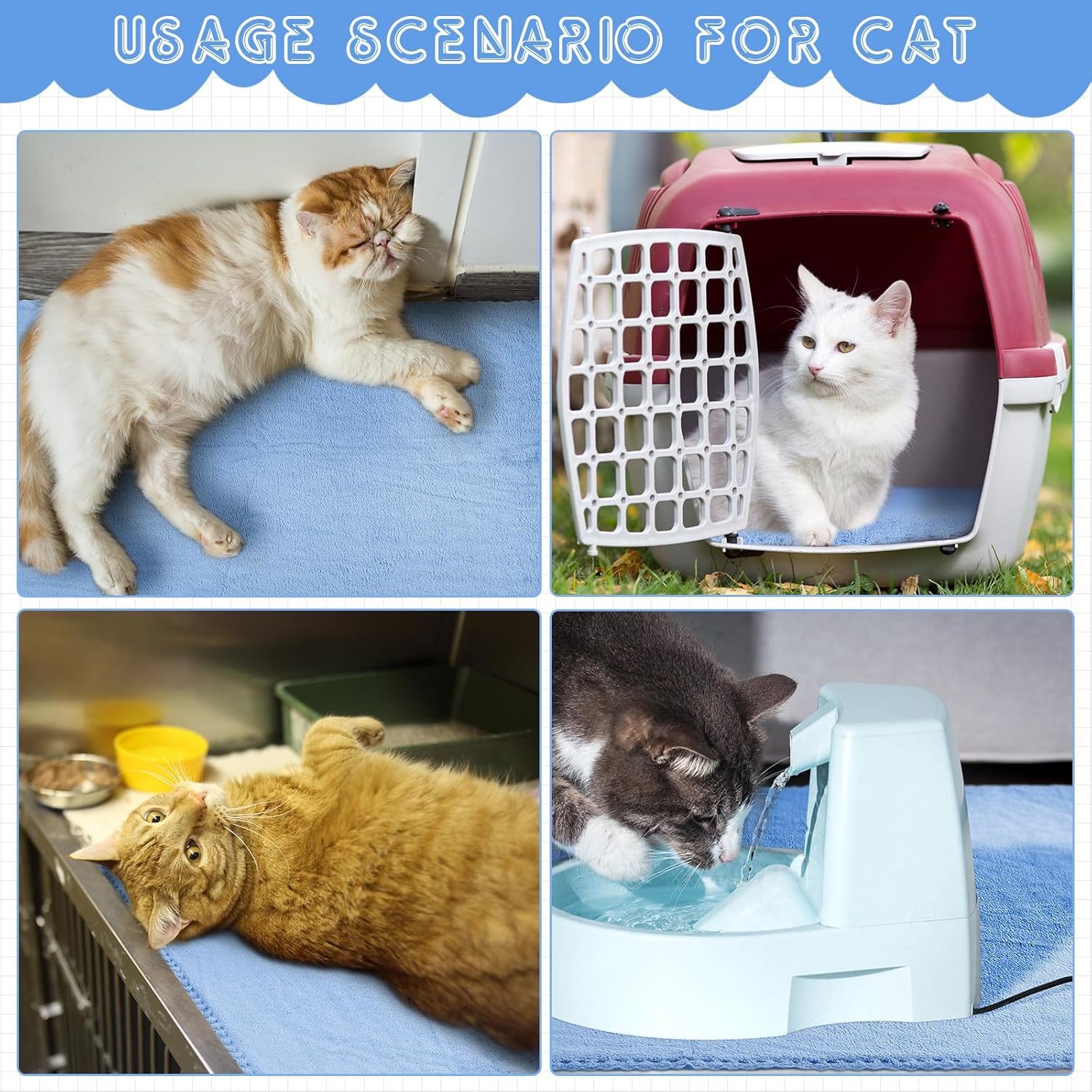 Panelee Pack of 10 Waterproof Guinea Pig Blankets, Washable Pet PIPI Underlay, Small Animal Sleeping Mat, Absorbent Reusable Guinea Pig Cage Inserts (Blue, 18 X 24 Inches) image number 6