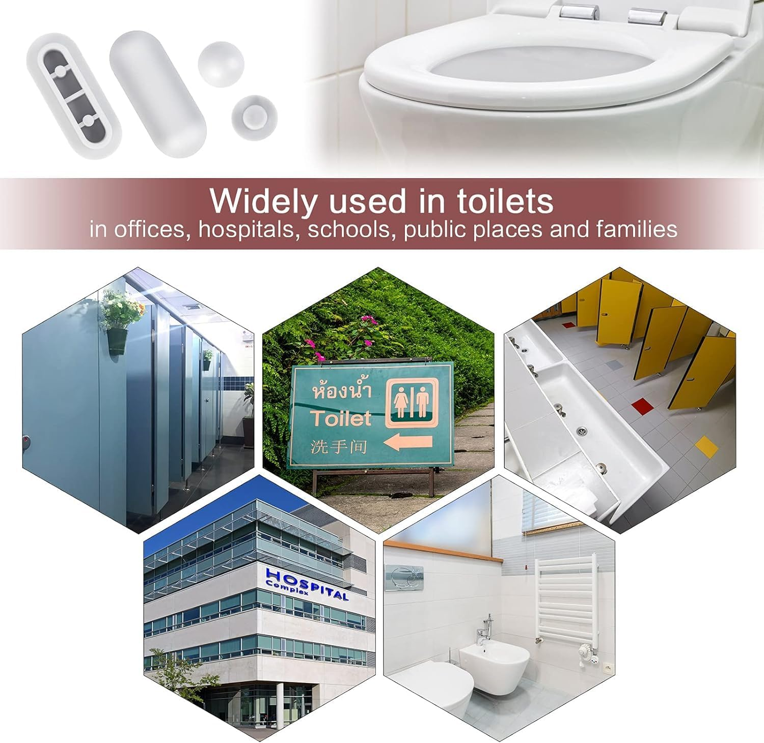 20Pcs Toilet Seat Bumpers,Universal Toilet Lid Cushions Pads Anti-Noise Replacement Seat Lid Buffers for Home Hotel Bathroom (White) image number 5