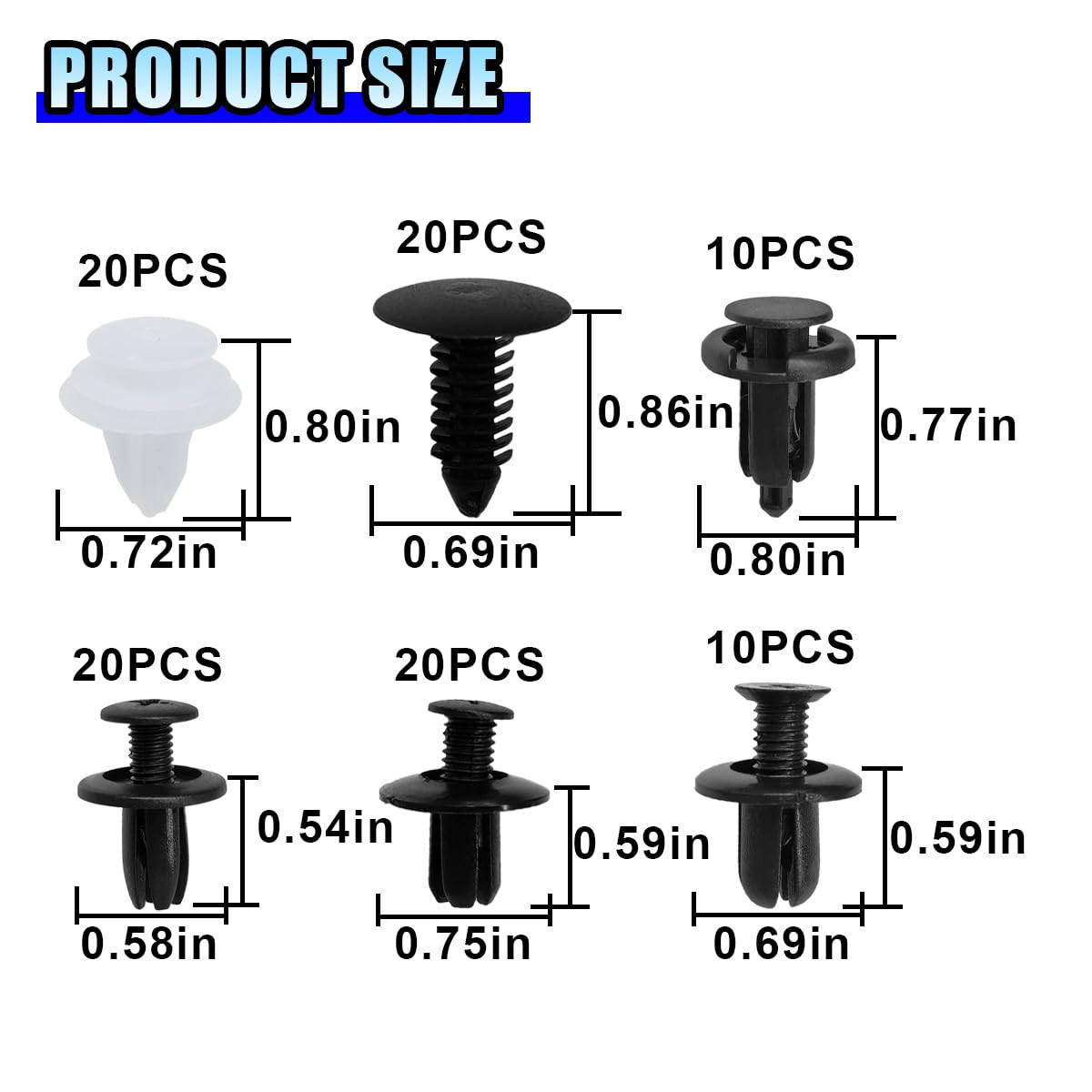 100PCS Car Bumper Clips, Plastic Car Push Pin Rivet Set, 6 Sizes Auto Body Trim Screw Fasteners Push Retainer Clip Kit with Fastener Remover, Auto Fenders Clips Replacement Parts (100Pcs&Tool) image number 5