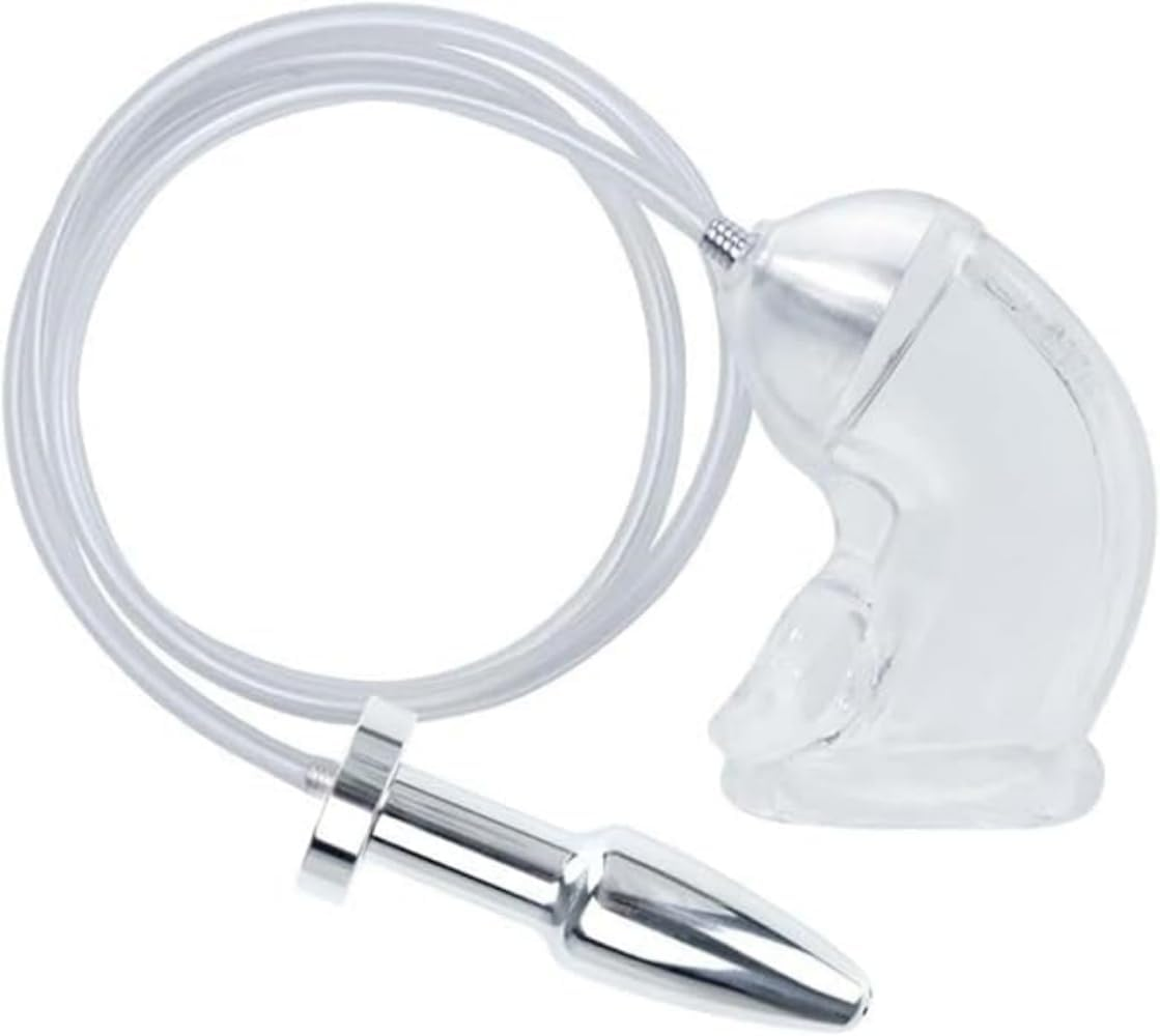Chastity Device Anal Plug and Silicone Chastity Cage, Latex Penis Sheath Flow into the Anal Catheters Cage Metal Small Male Adult for Men Sex Toys image number 6