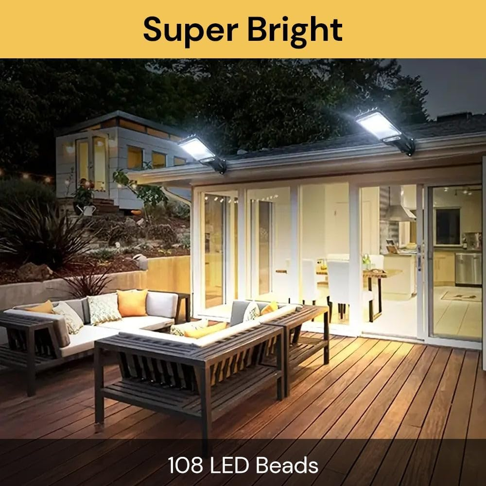 Spendeal 2 Pack Solar Lights Outdoor, 108 COB LED Solar Street Light Motion Sensor Outdoor Solar Security Wall Light Flood down Light Lamps, for Street Path Garden Patio Fence Yard Porch image number 3