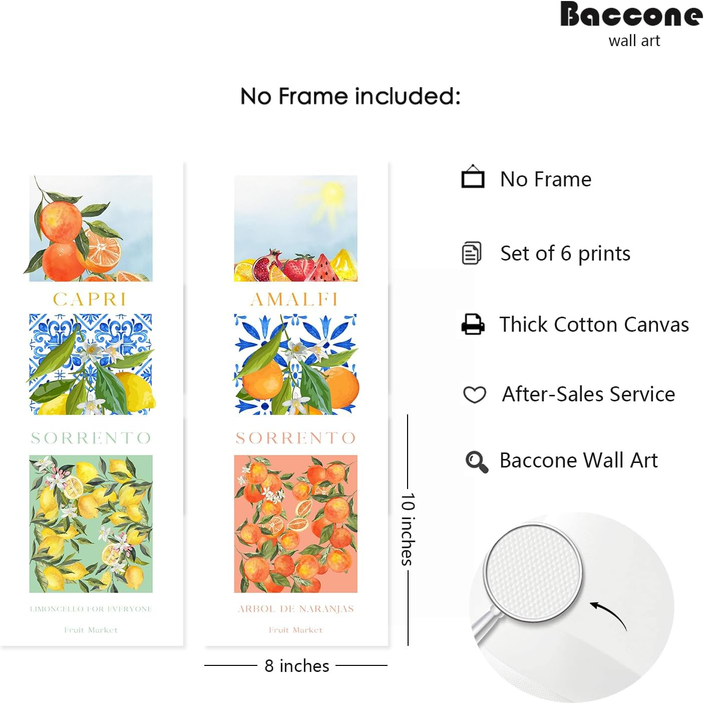 Fruit Wall Art Kitchen Artwork Wall Decor Fruit Prints Colorful Lemon Canvas Wall Art Vintage Pictures Fruit Market Poster Lemon Orange Prints Set of 6 for Room Bedroom 8X10 Inch Unframed image number 4