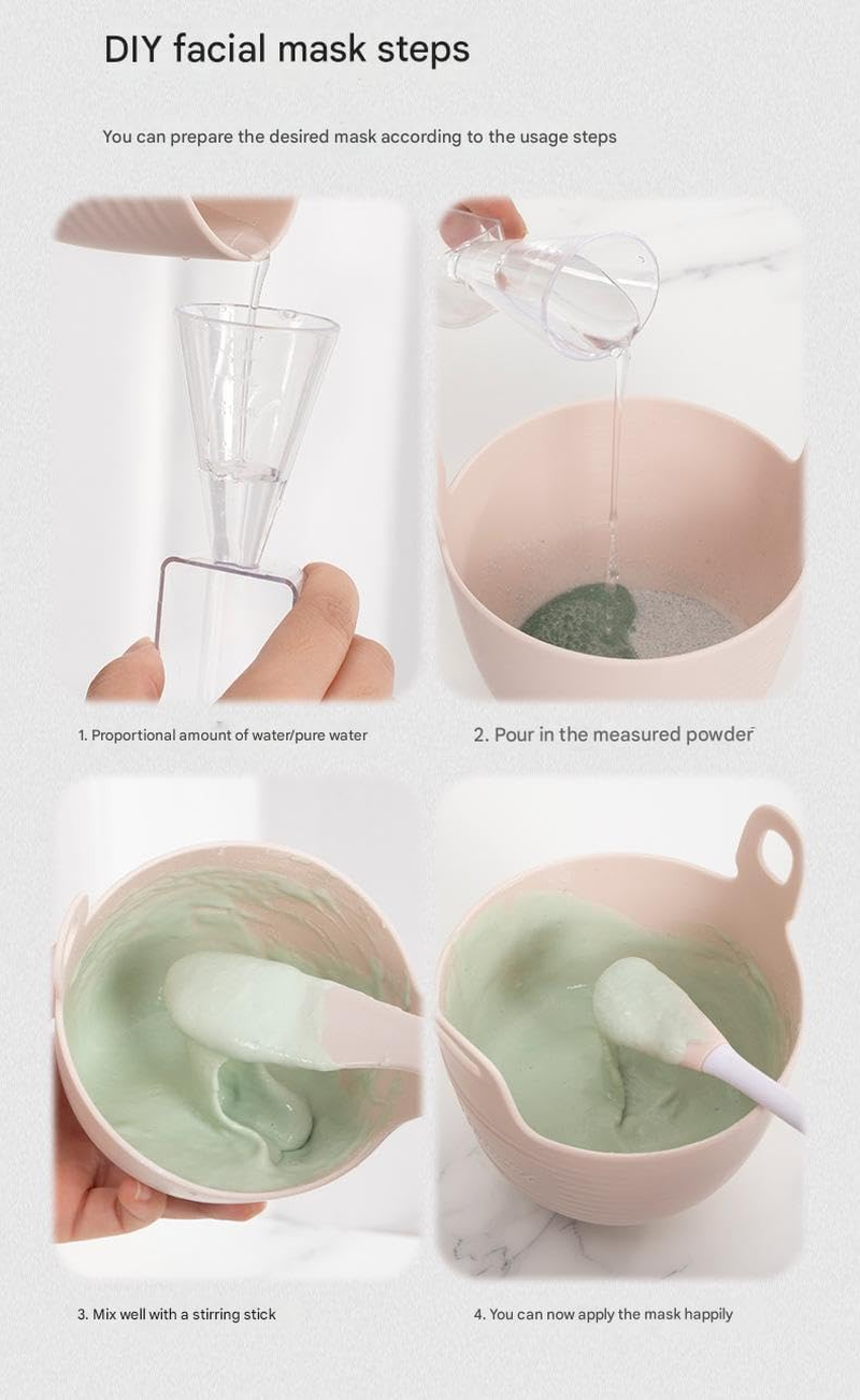 Facemask Mixing Bowl Silicone Facemask Mixing Tool DIY Makeup Mixing Bowl Stylish Facial Skincare Tool with Measuring Spoons image number 2