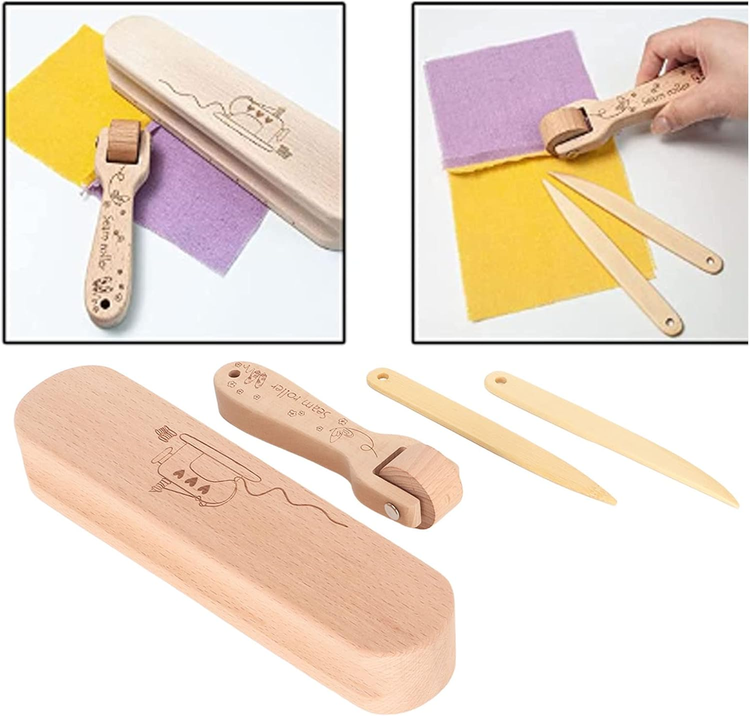 Tailor Clapper, Lightweight Seam Roller Wooden for Embroidery image number 1