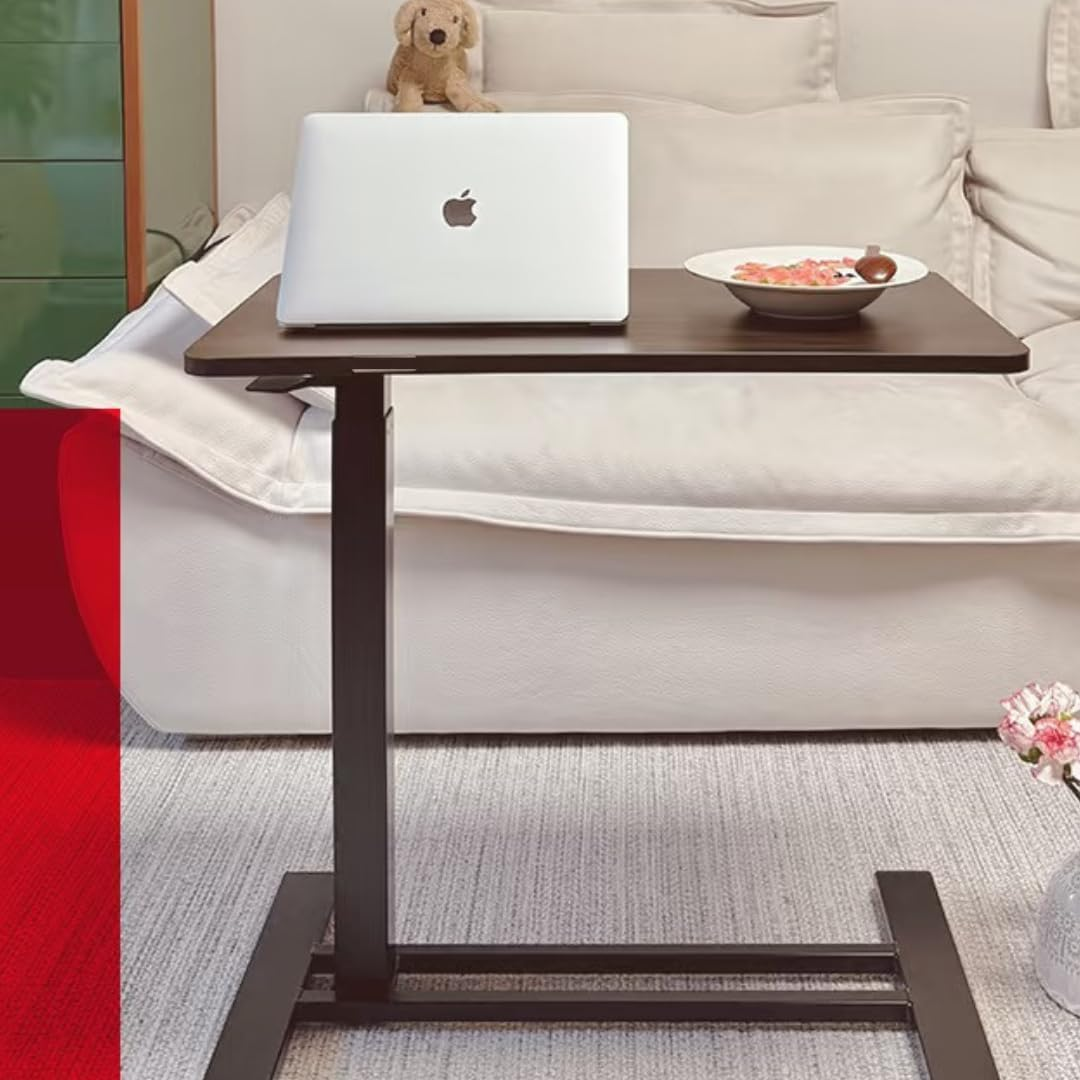 Overbed Bedside Table with Gas Lift & Ajustable Height Rolling Lockable Wheels for Laptop (Black) image number 2