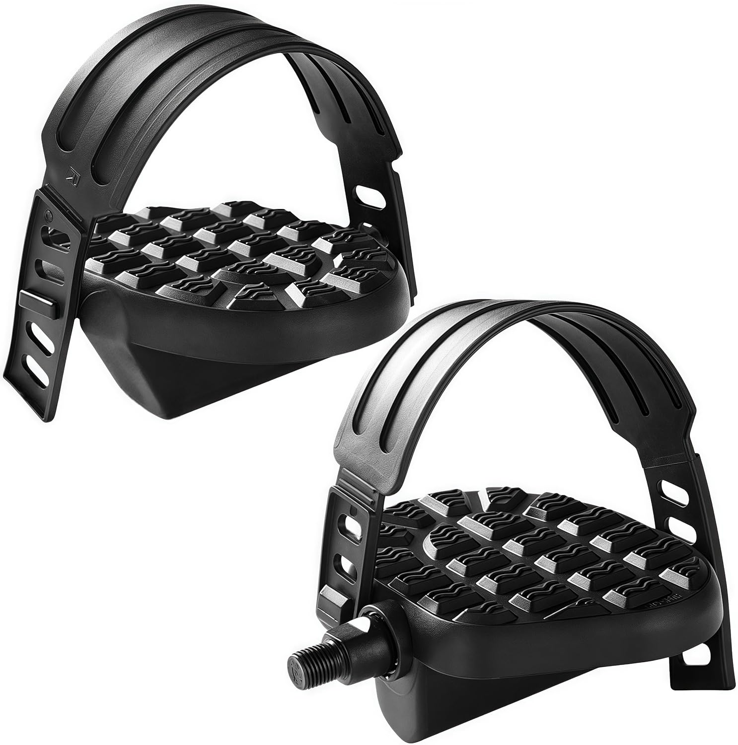 Replacement Exercise Bike Pedals, Heavy-Duty Stationary Spin Cycling Pedals with Durable PVC Straps,9/16 Spindle Bicycle Pedal, for Indoor Stationary Bike, Spin Bike, Recumbent, Exerciser Bicycle image number 2