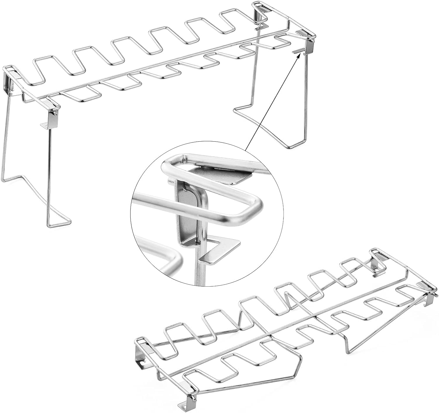 Chicken Leg and Wing Rack for Grill Smoker Oven - Easy to Use 14 Slots Chicken Leg Rack - High Grade Stainless Steel Chicken Wing Rack Chicken Drumstick Holder for Perfect Cook
