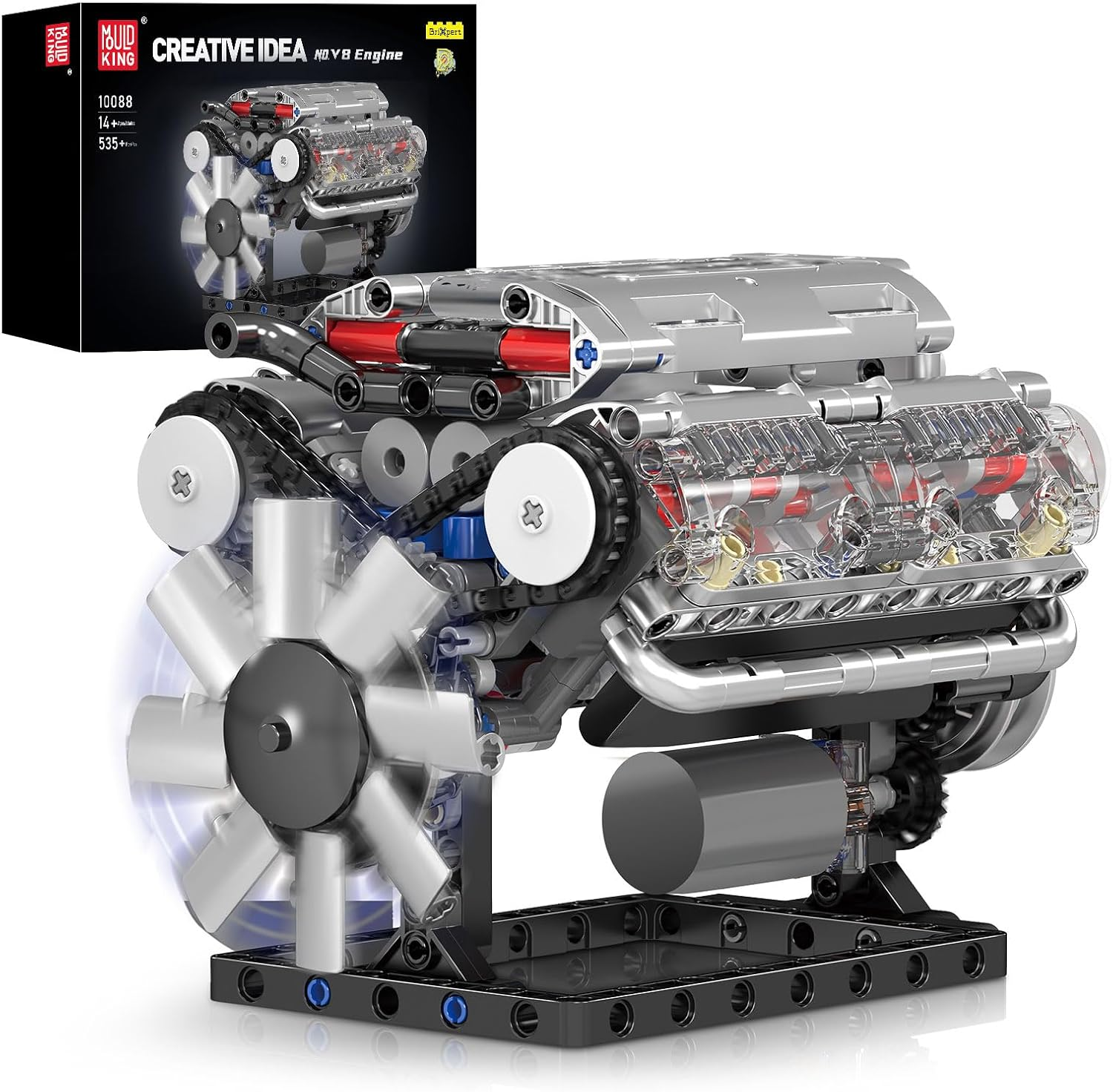 Mould King L4 Engine Building Kit - Build Your Own Engine Toy, Car Engine Replica, STEM Mechanic Engineering Model Construction for Teens 14+ Years (1787 Pcs) image number 3