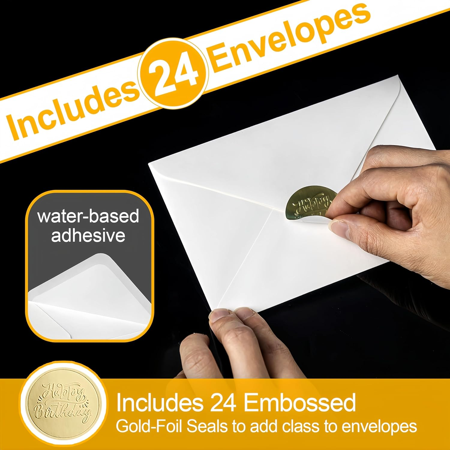 YANGDYDE BALLET 24 Pack Unique Gold Foil Birthday Cards with Stickers & Envelopes -4X6 Inches Blank Happy Birthday Cards Assortment in Bulk for Family/Kids/Friends/Work & Office Celebrations image number 5