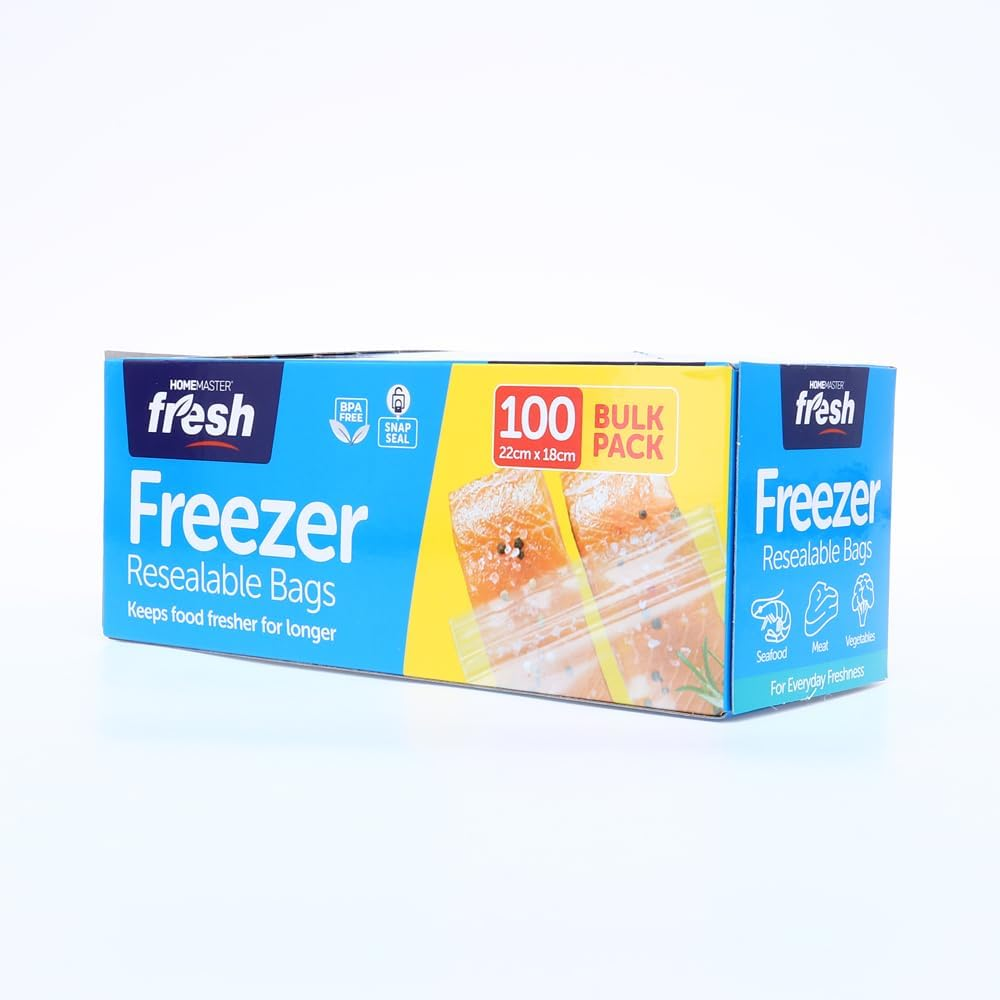 LEDON 100/200 Pack Freezer Bags 22X18Cm &ndash; Bpa-Free Ziplock Food Storage Bags, Leakproof Press-Lock Seal, Reusable Kitchen Fresh Bags for Meal Prep, Freezing, Snacks & Organisation (200) image number 6