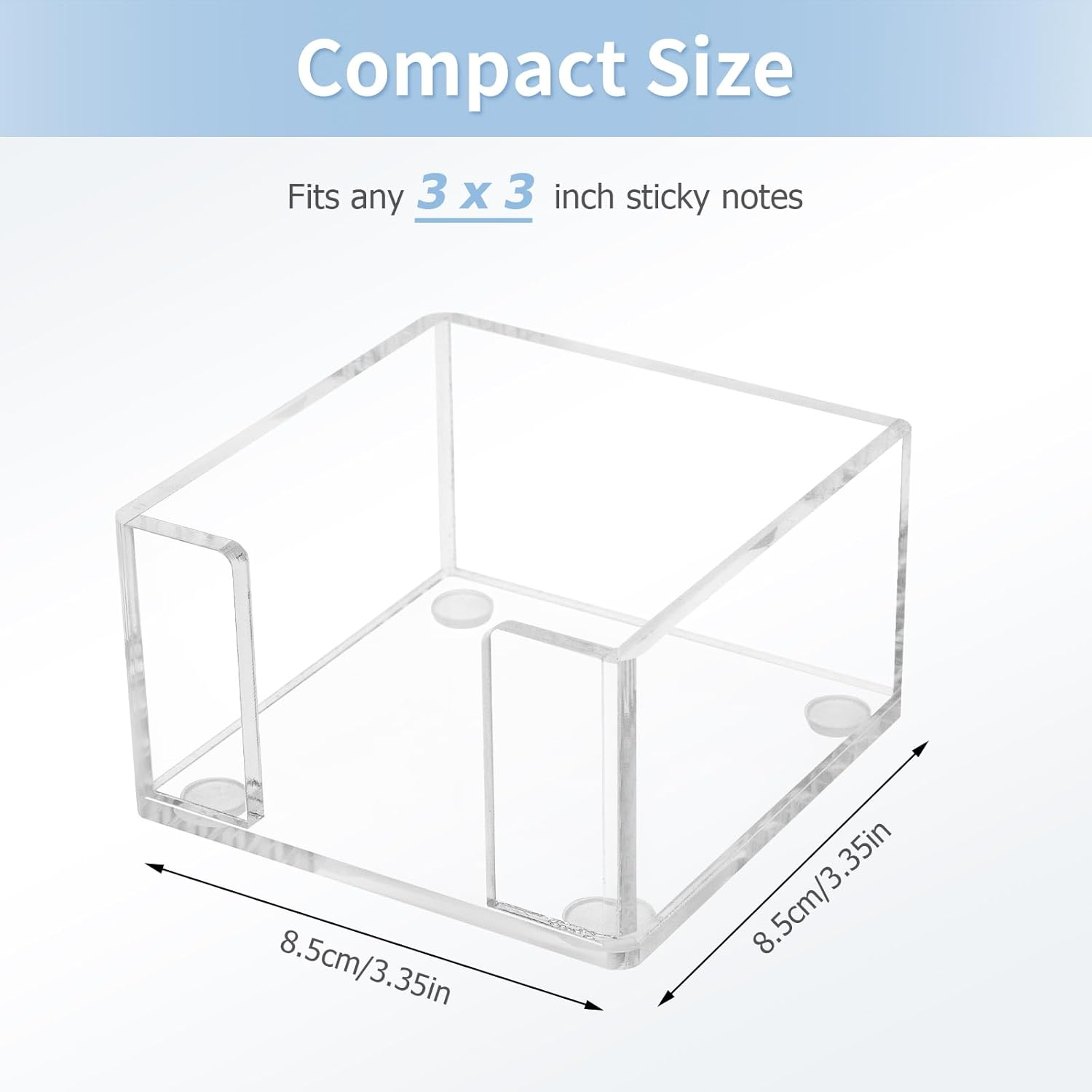 Acrylic Sticky Note Holder, 3 X 3 Crystal Clear Sticky Note Dispenser Acrylic Notepad Holder for School Home Office Desk Organization image number 1