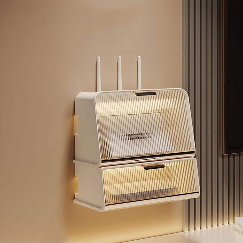 Router Storage Box Router Shelf Wall Mount Wifi Router Storage Box Wire Storage Box Power Socket Storage Box Cord Hider Box to Conceal Power Strips on Desk or Floor image number 5