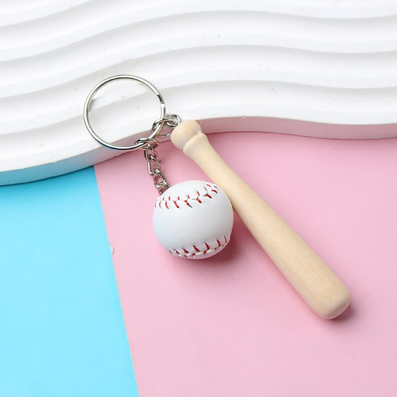NOIAFZY 5Pcs Baseball Keychains, Acrylic round Pendant with Keyring, Sports Party Favors, DIY Jewelry Making Supplies, Craft Beads Accessories image number 2