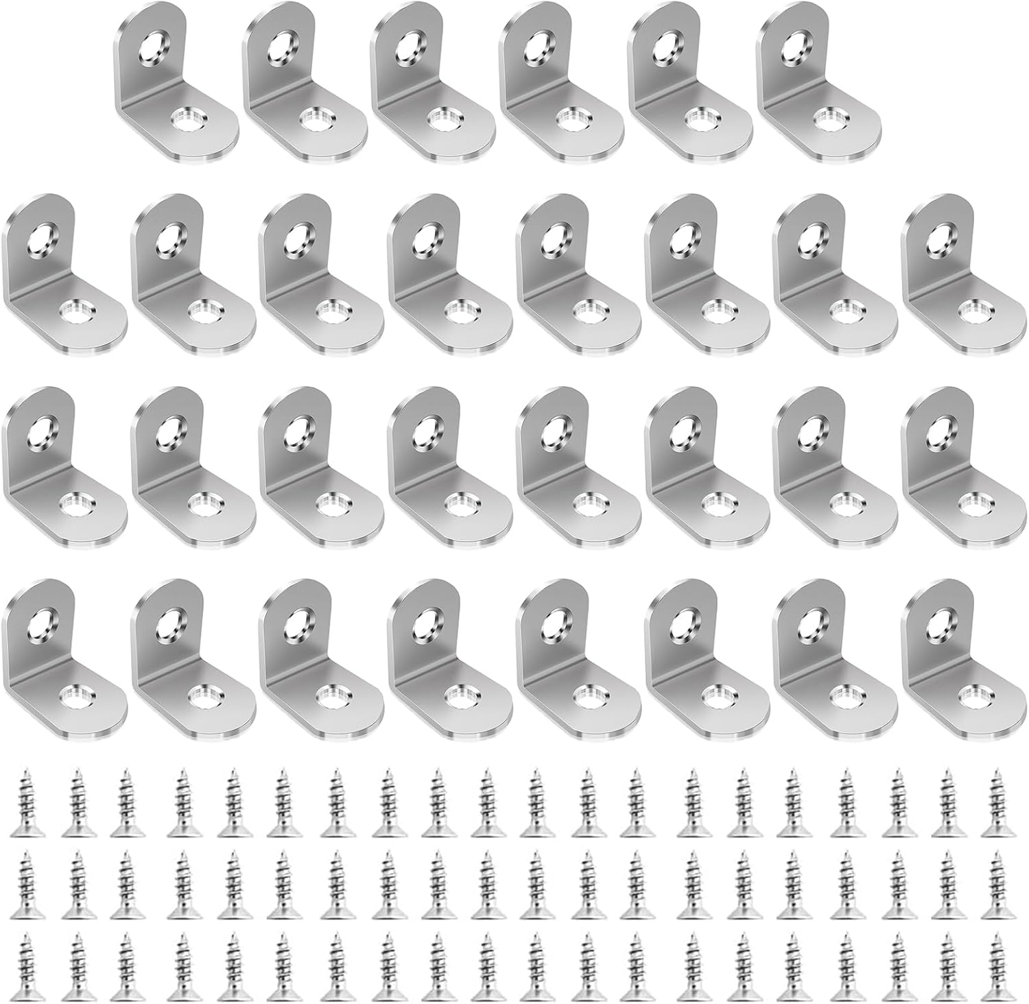 Hunken 30 PCS Metal L Angle Brackets with 60 Screws, Right Angle Corner Brackets for Wood Furniture, Chairs, Drawers, Cabinets (20 X 20 X 16 CM / 0.78 X 0.78 X 0.62 In) image number 4