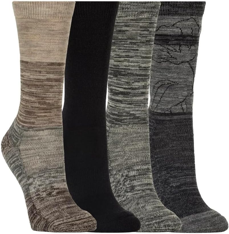 KIRKLAND Signature Ladies' Extra-Fine Merino Wool Crew Socks, Multi-Color, 4 Pairs, Multicolor image number 1