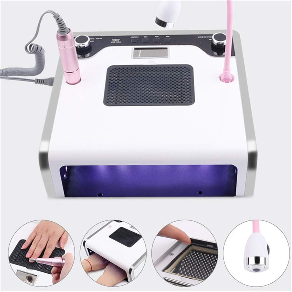 4 in 1 Nail Vacuum Dust Collector, with Nail Lamp Nail Salon Equipment with UV Nails Dryer LED Lamp Nail Drill Machine for Acrylic Nail Drill Dust Extractor