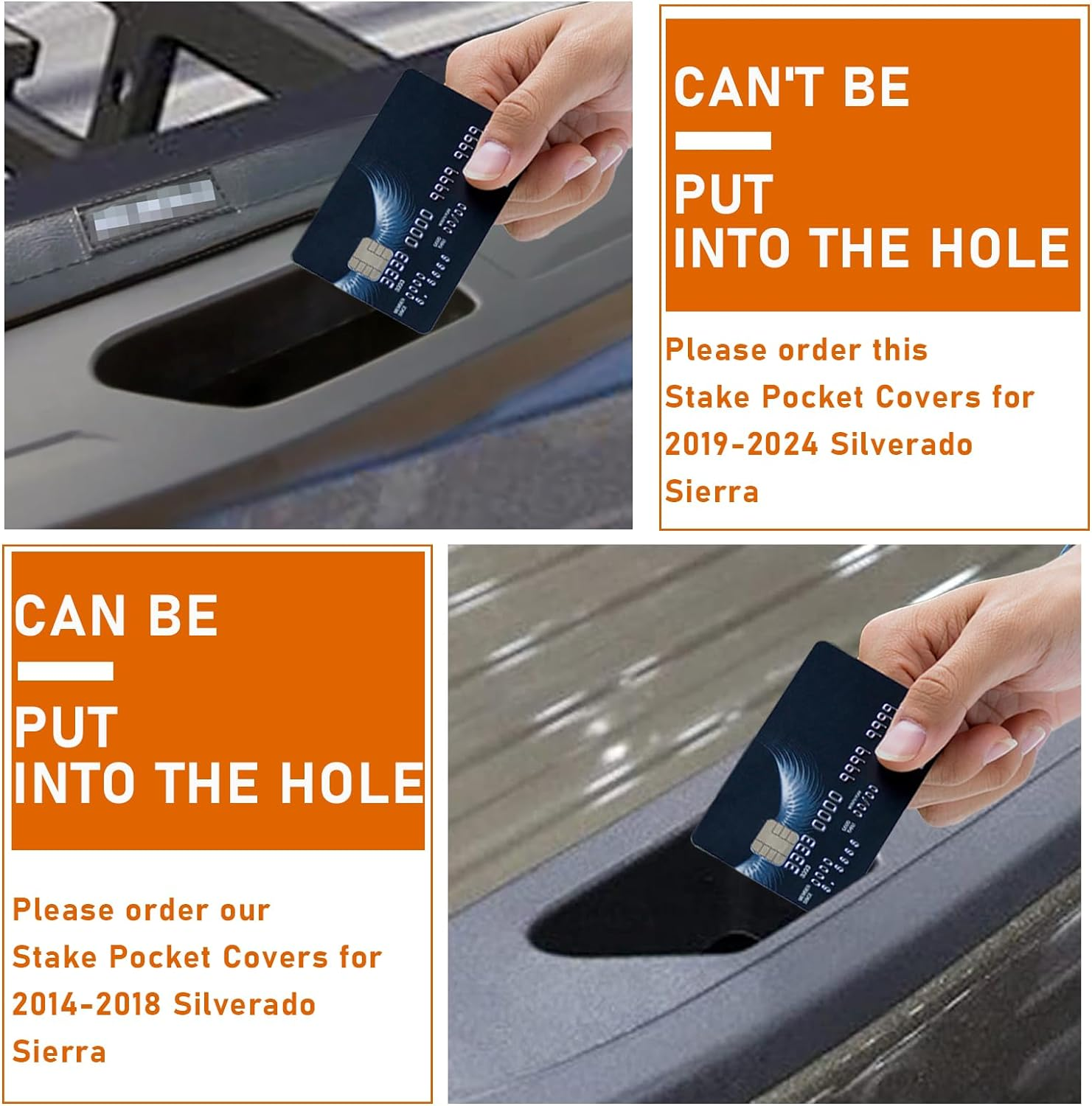 Bed Rail Stake Pocket Covers for GMC Sierra 1500/Chevy Silverado 1500 2019-2022 & Silverado/Sierra 2500/3500 HD 2020 2021 2022 Rear Truck Tonneau Covers Stake Holes Cap Plugs(2 Packs) image number 4