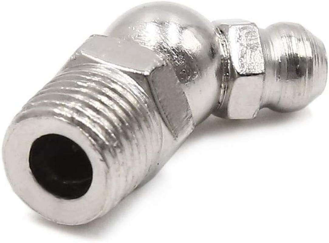 Uxcell 10Pcs 1/8" Nickel Plated 45 Degree Grease Nipple Fitting for Motorcycle Car image number 1