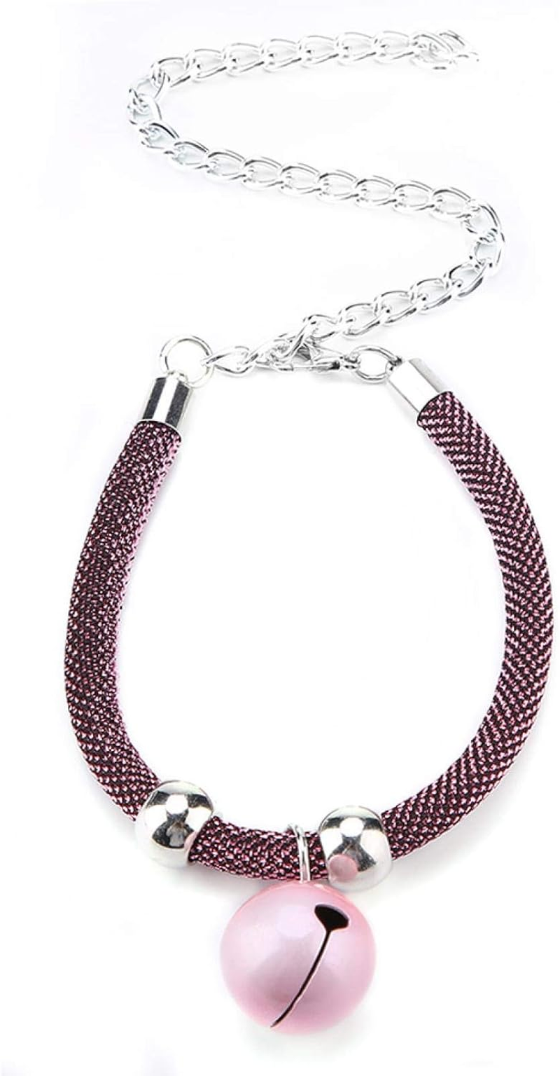 EVTSCAN Japanese Style Pet Collar Nylon Accessory Bell Collar for Cats with Extension Chain (Pink) image number 1