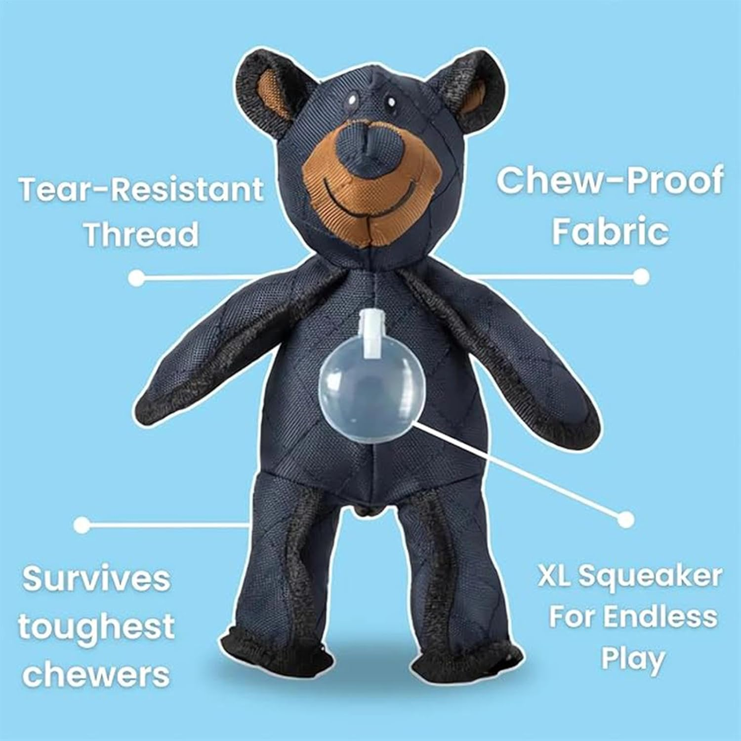 Indestructible Dog Toy Bear, Unbreaka Bear, Squeaky Dog Toys, Heavy Duty Interactive Puppy Chew Plush Toy for Large Dogs image number 5