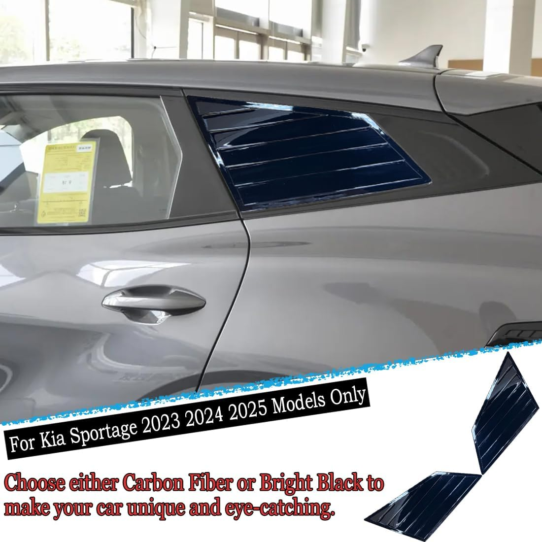 MUXEE Window Louver 2Pcs Side Vent Window Louvers for Kia Sportage 2023 2024 2025, ABS Print Sport Window Decorative Covers, Exterior Trim Accessories - Bright Black image number 2