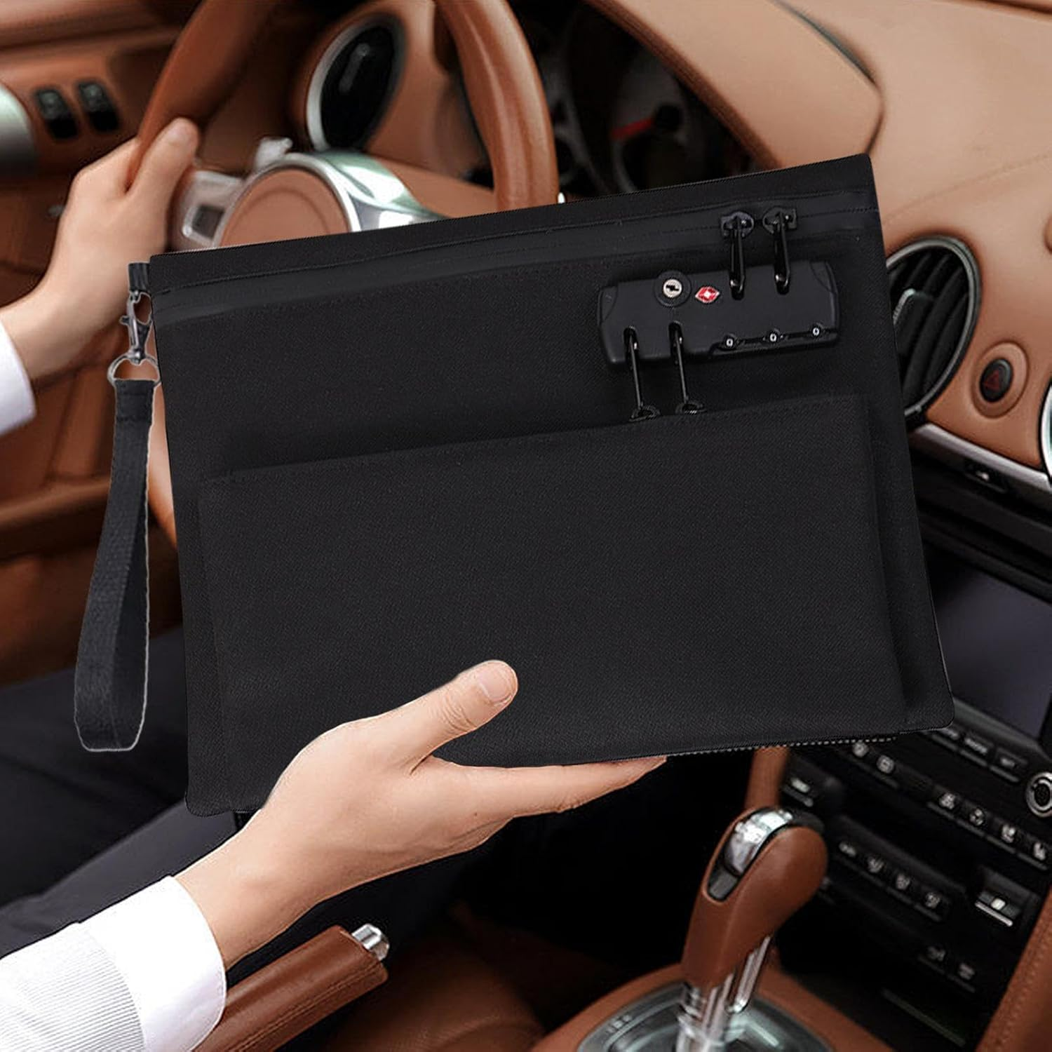 Krmoau Wallet with Zip and Lock - Zip Pocket - Double Layer Security Wallet for Secure Storage of Cash, Documents and Passports for Travel, Business