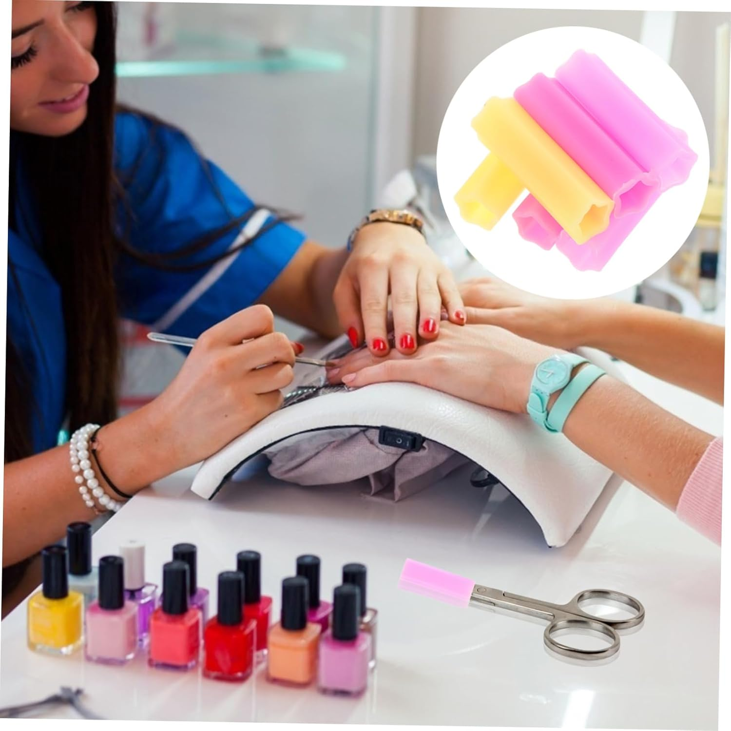 ARTSEWPLY 3Pairs Manicure Scissors Protective Cover Cuticle Scissor Nipper Sleeves for Home Use image number 4