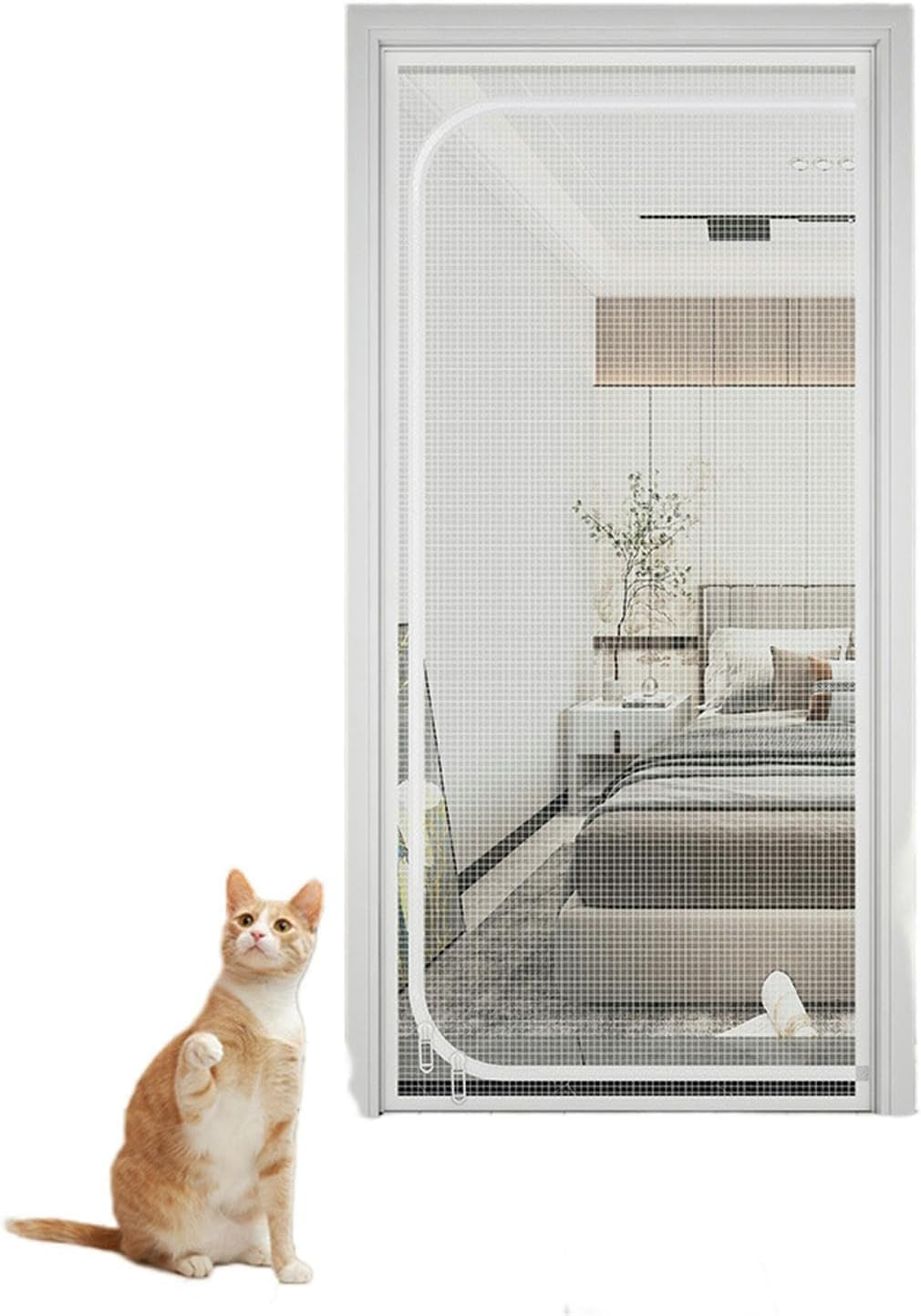 SOONHUA Pet Screen Door with Zipper for Living Room Kitchen Bedroom Patio Dog Cat Scratch Resistant image number 6