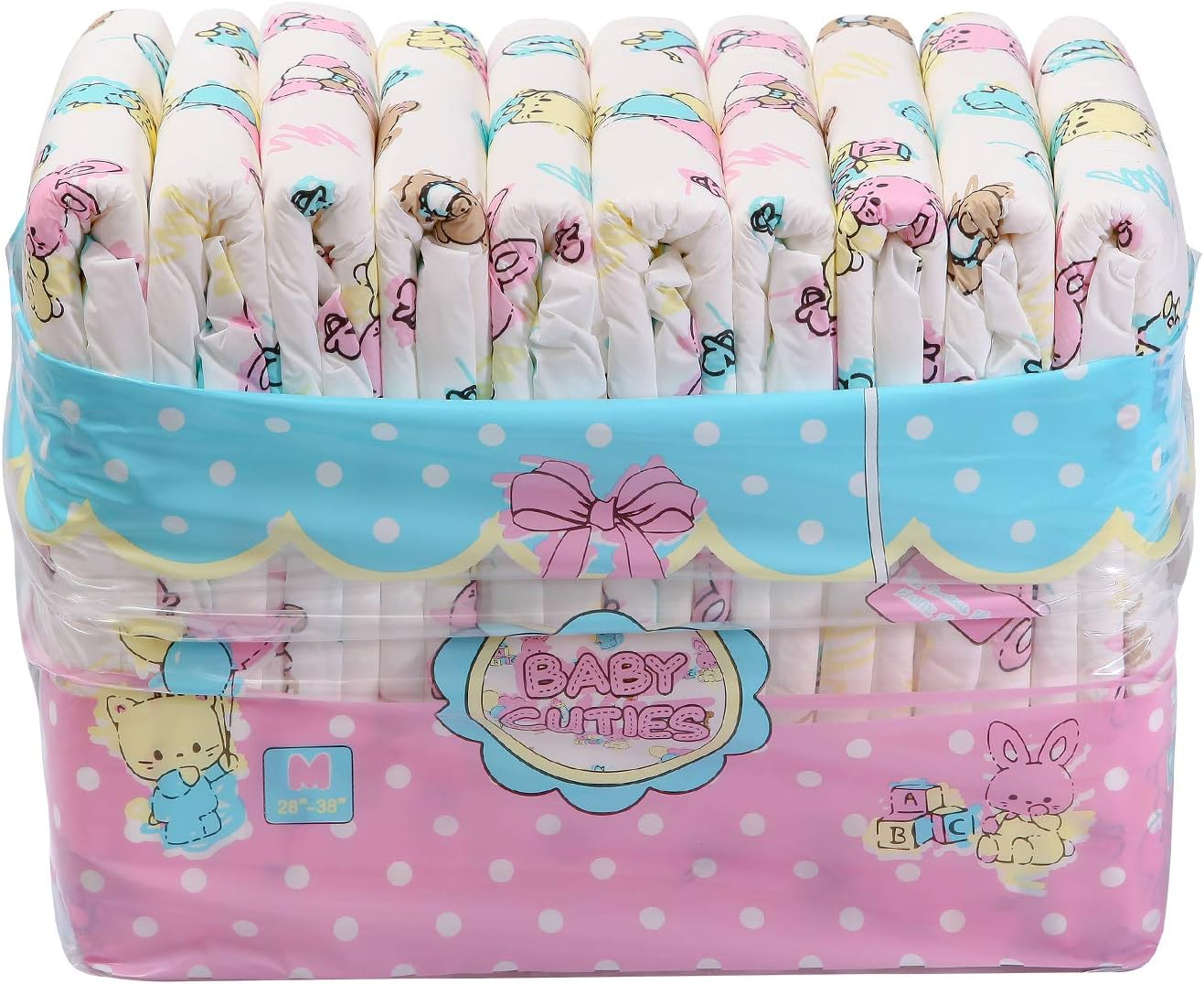 Littleforbig Printed Adult Brief Diapers 10 Pieces - Baby Cuties M image number 2