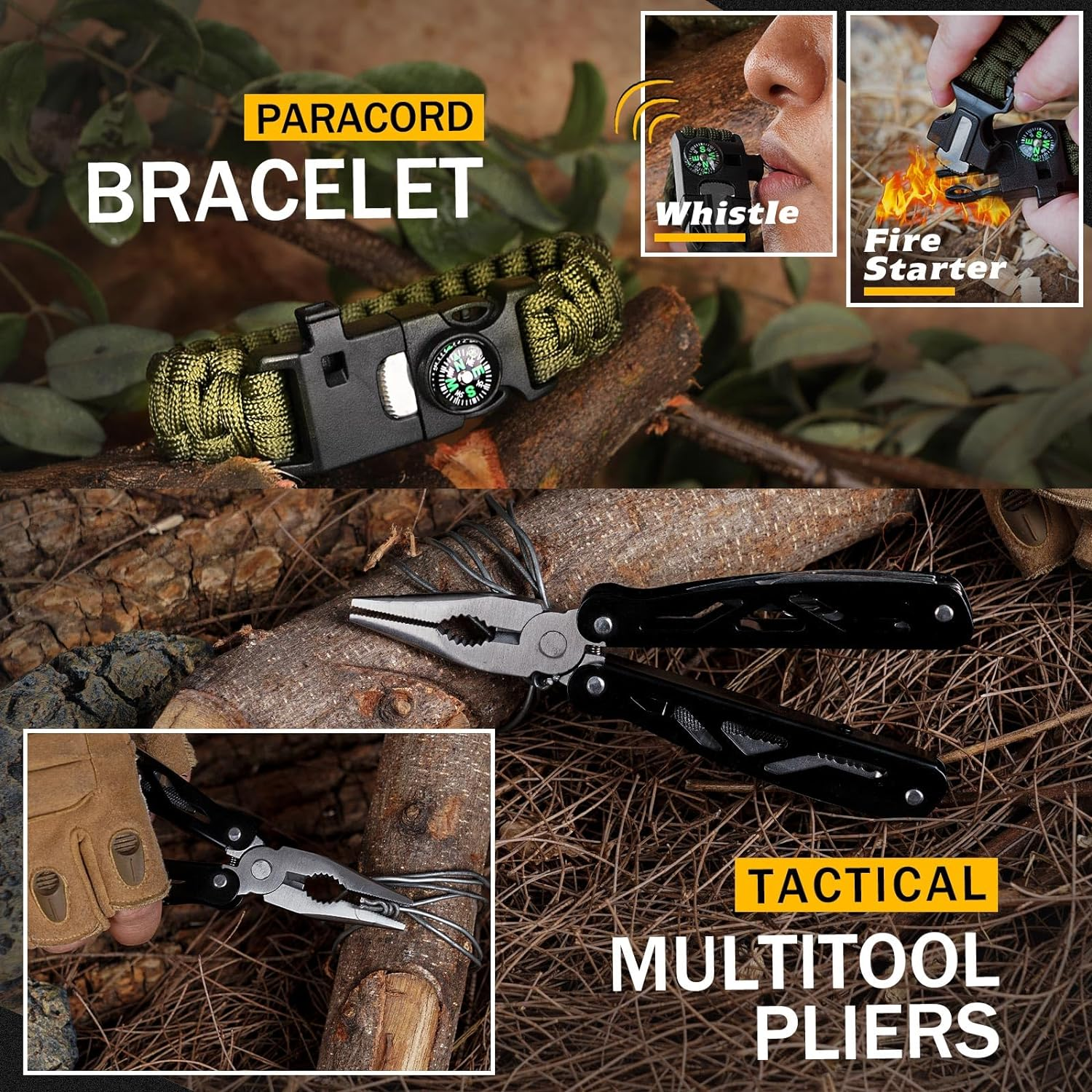 Suvival Kits 12 in 1, Gifts Idea for Men Dad Him, Christmas Stocking Stuffers, Survival Gear and Equipment, Cool Fishing Hunting Anniversary Birthday Gift Idea for Husband Teen Boy Boyfriend Women image number 5