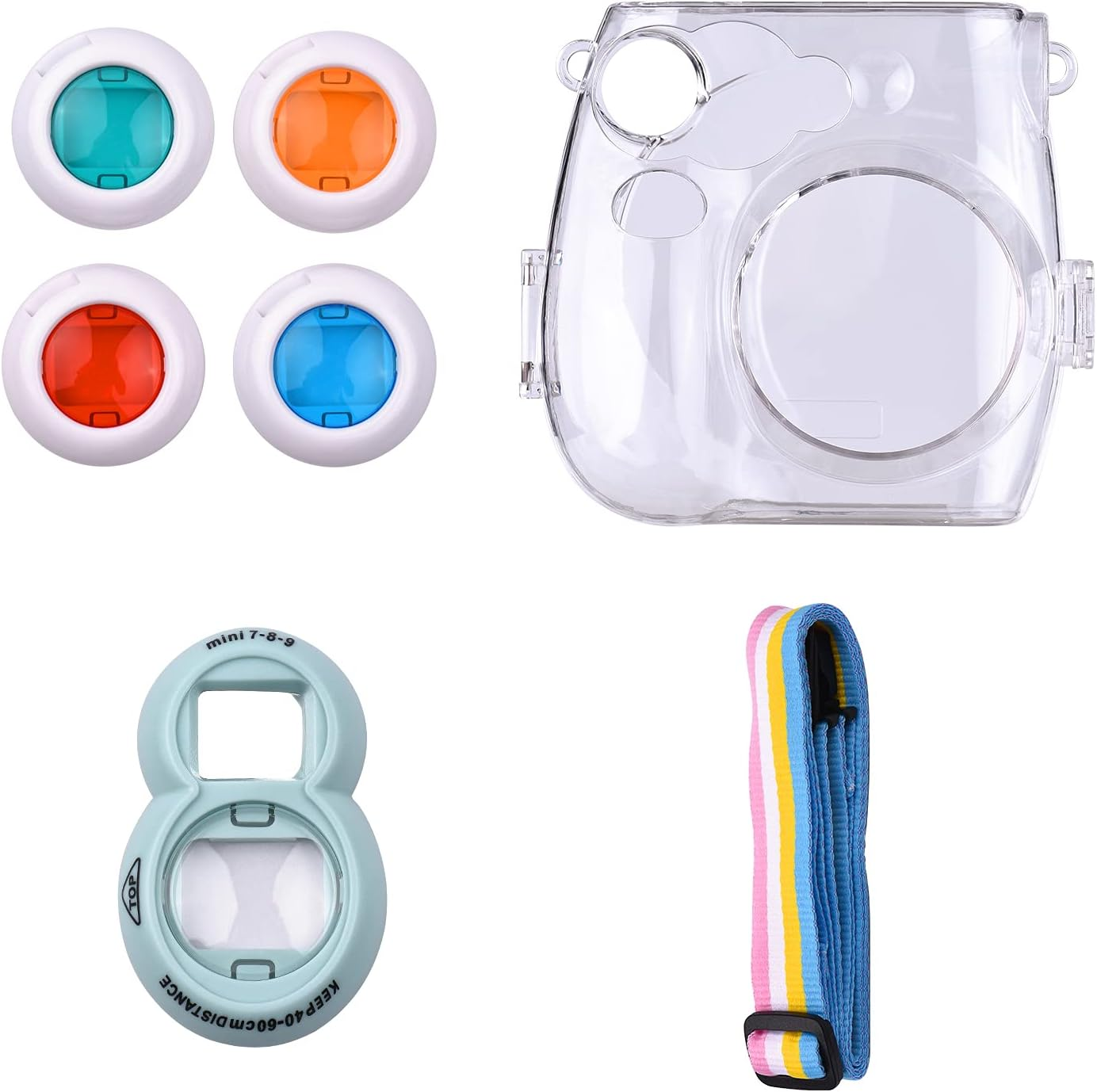 17-In-1 Insta Camera Accessories Kit Replaceme for 7S/7C Insta Film Camera with Case/Album/Selfie Mirror/Stickers/Frames/Lens Filter/Lanyard and More Multicolor image number 4