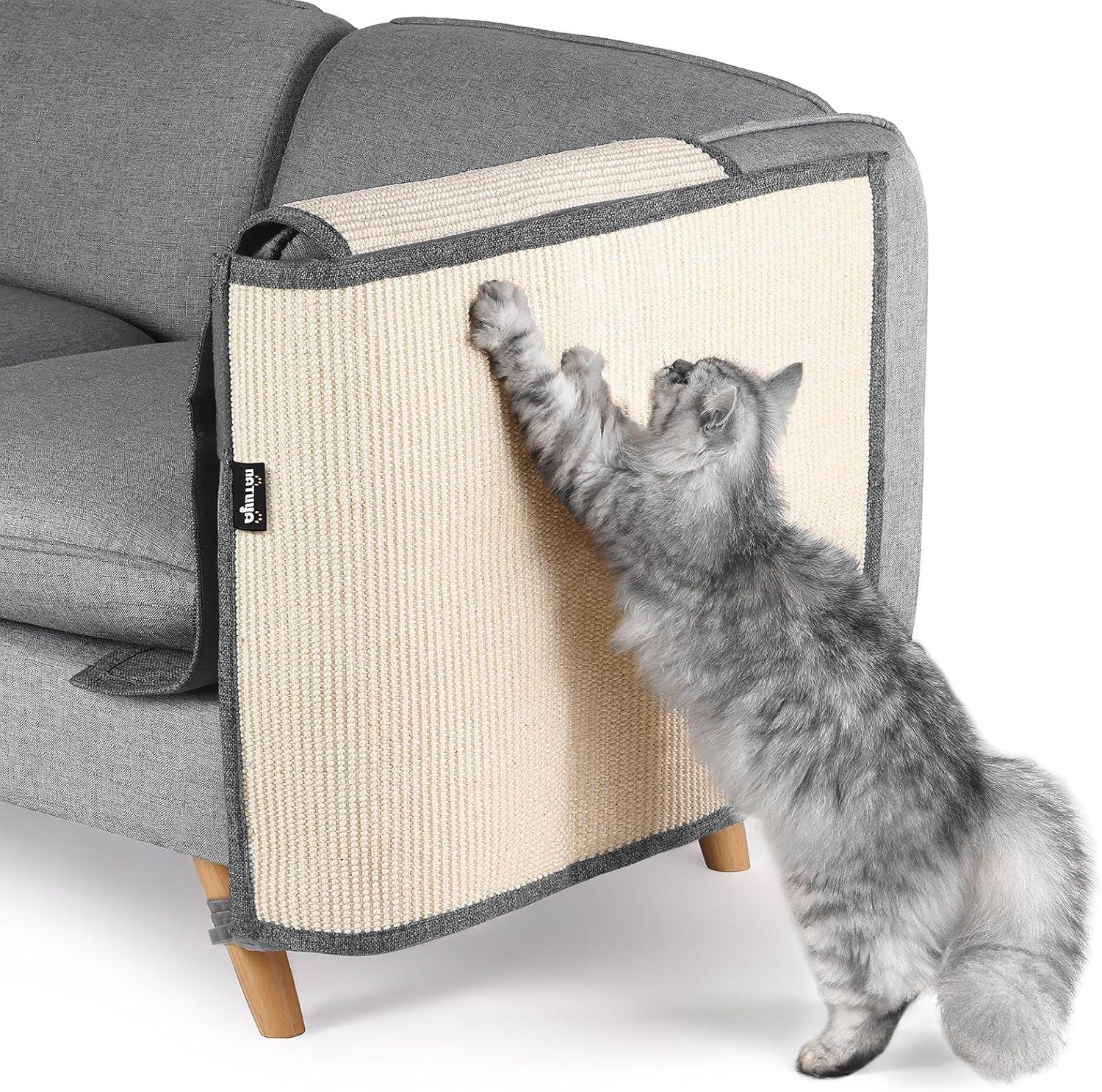 NATUYA Furniture Protectors from Cats-Cat Couch Protector Large Sisal Cat Scratching Mat-Protect Sofa Corner Cushion Chair (Sisal Armrest - Left) image number 4
