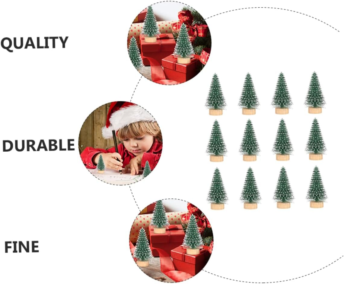12Pcs Mini Christmas Tree Ornaments Desktop Artificial Tree Xmas Showcase Decor Artificial Christmas Ornaments image number 6