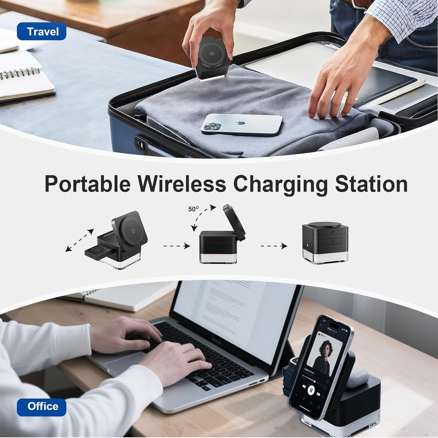 4 in 1 Magnetic Wireless Charging Station,Wireless Charger Stand with Night-Lamp,3-In-1 Charger Dock for Iphone 16/15/14/13 Pro Max,Apple Watch, Airpods & Multiple Devices image number 1