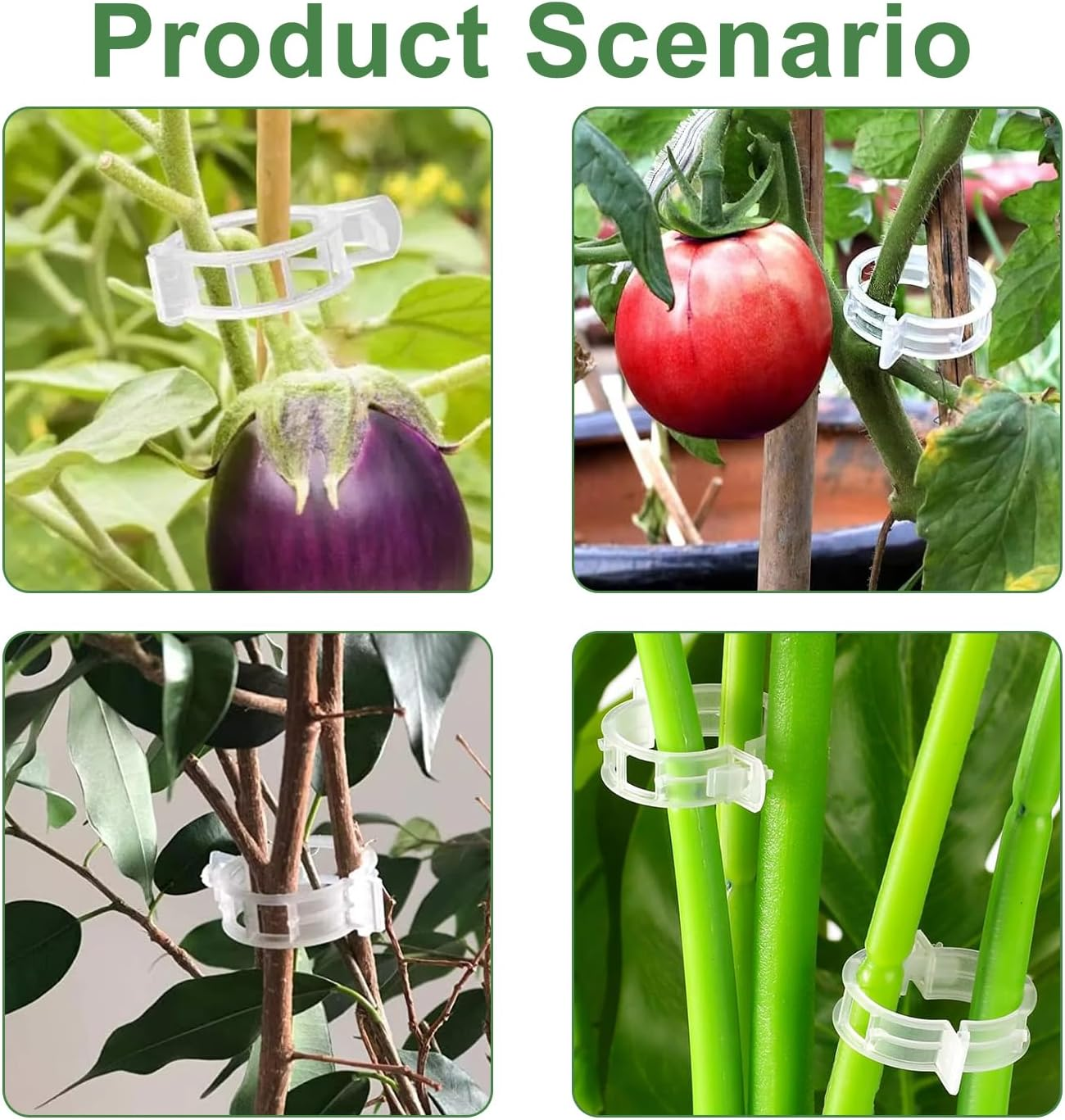 Topbine 200 Pcs Plant Support Clips,Plastic Garden Trellis Clips for Climbing Plants to Grow Upright Healthier image number 2