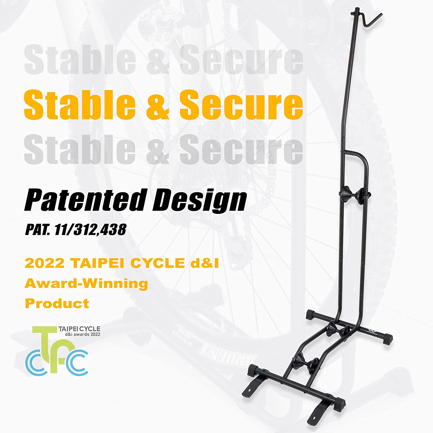 Cyclingdeal Upright Bike Stand Floor - Vertical & Horizontal Bicycle Stand Bicycle Storage - Safe & Secure Bike Storage Rack - for Wheels Sizes up to 29" - Bike Rack Garage Bicycle Rack image number 5