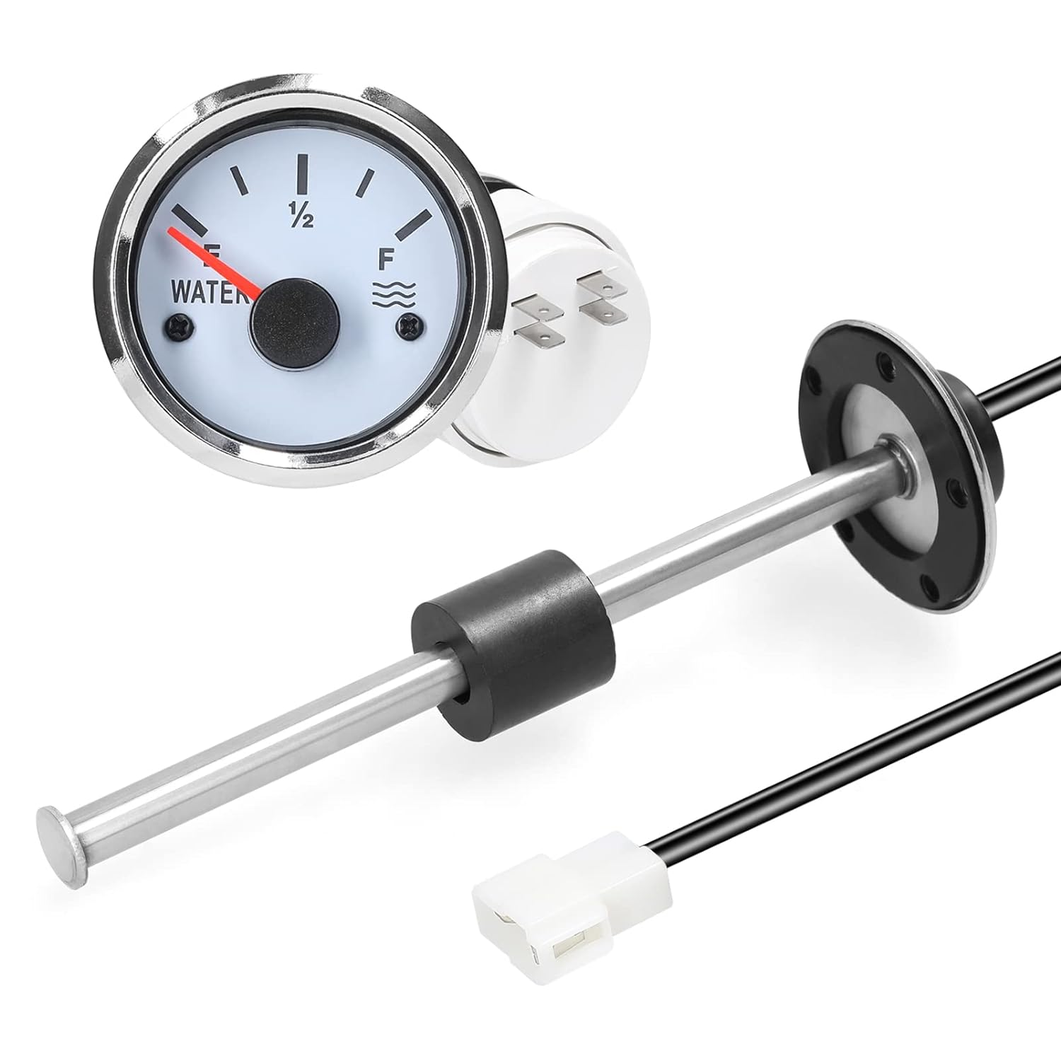 Tignapoo 52Mm Fuel Level Gauge 215Mm Stainless Steel Fuel Level Sensor Water Level Gauge Meter 0-190Ohm with Backlight for Car Truck Marine Boat 12 V image number 4