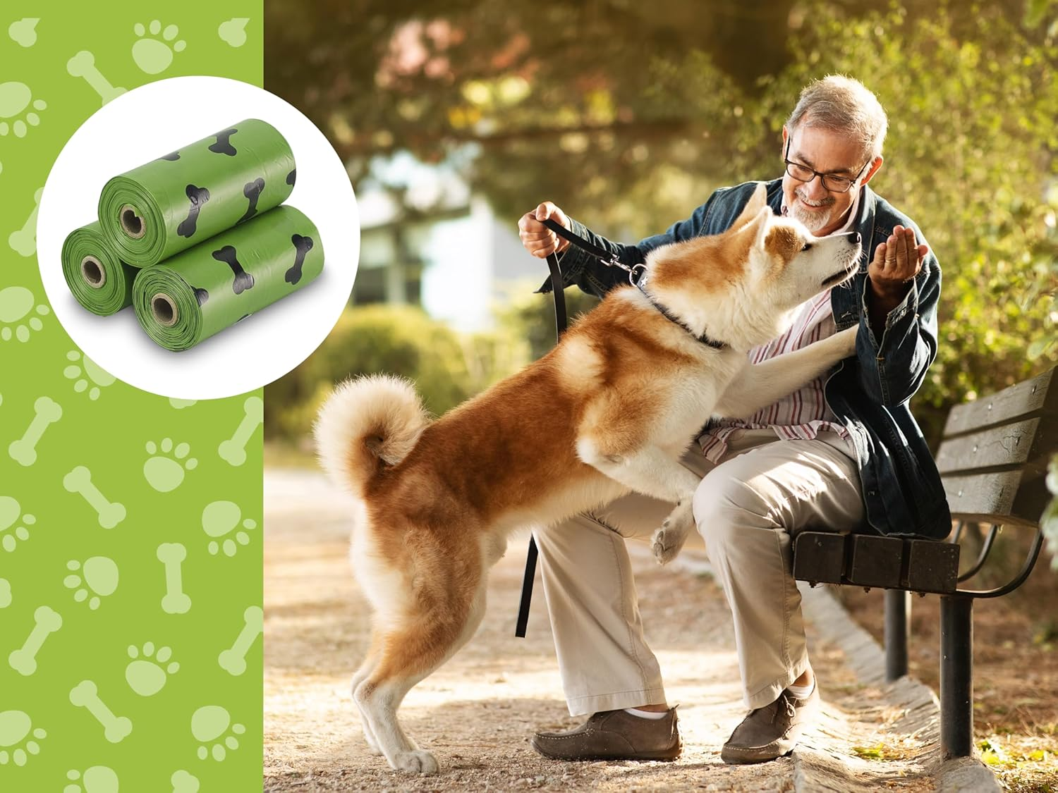 BEPER C207PET012 Scented Dog Hygiene Bags - 3 Rolls of 15 Plastic Bags - Total 45 Bags - Shatterproof Easy Tear - Green Colour with Print image number 5