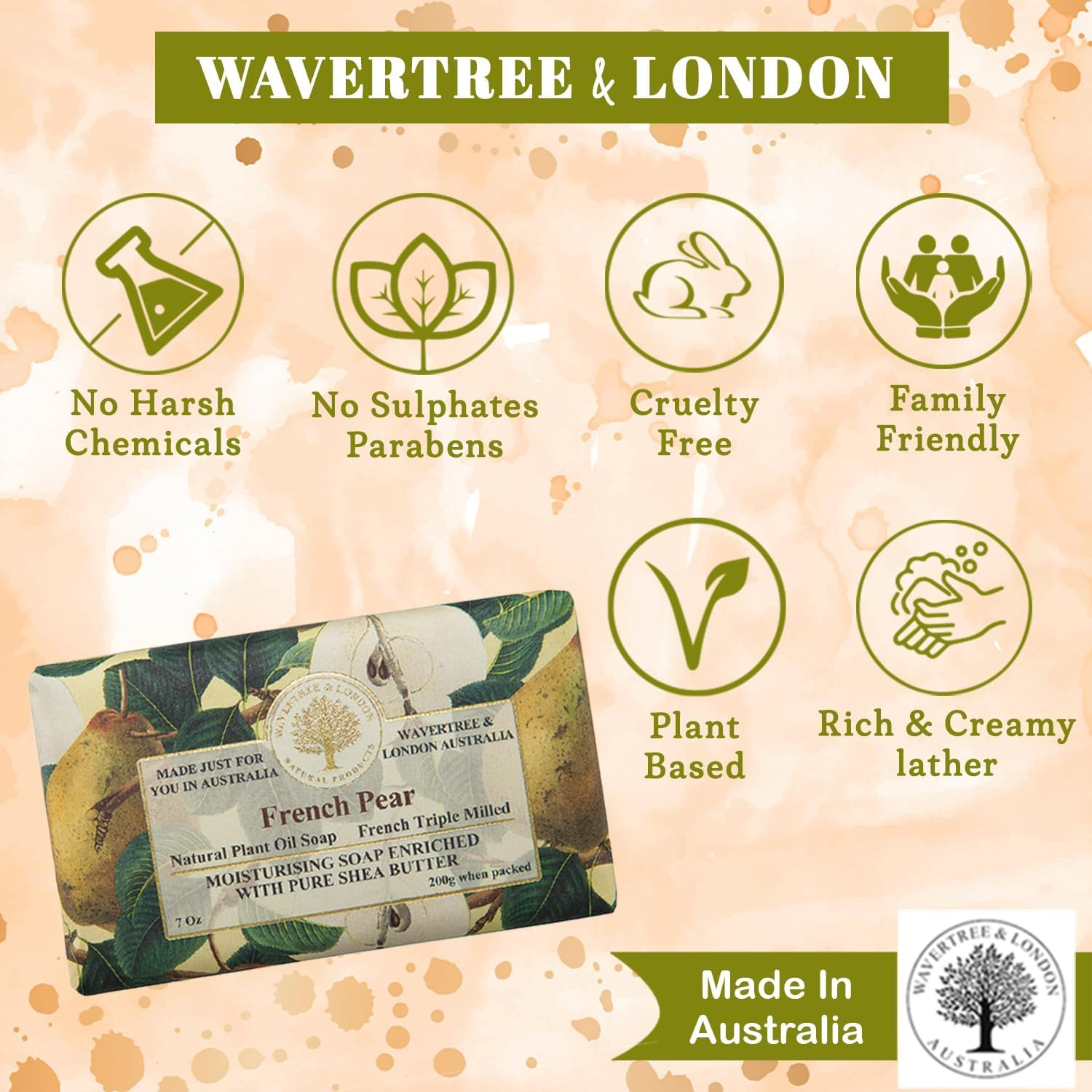 Wavertree and London French Pear Soap Bar 200 G