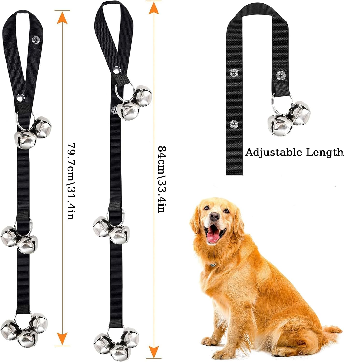 Dog Training Doorbells, Durable Puppy Toilet Training Bells with Loud Jingle, Adjustable Dog Training Bells for Puppy Potty Training,Adjustable Strap Door Bell,Dog Bells Puppy Training Bell image number 1