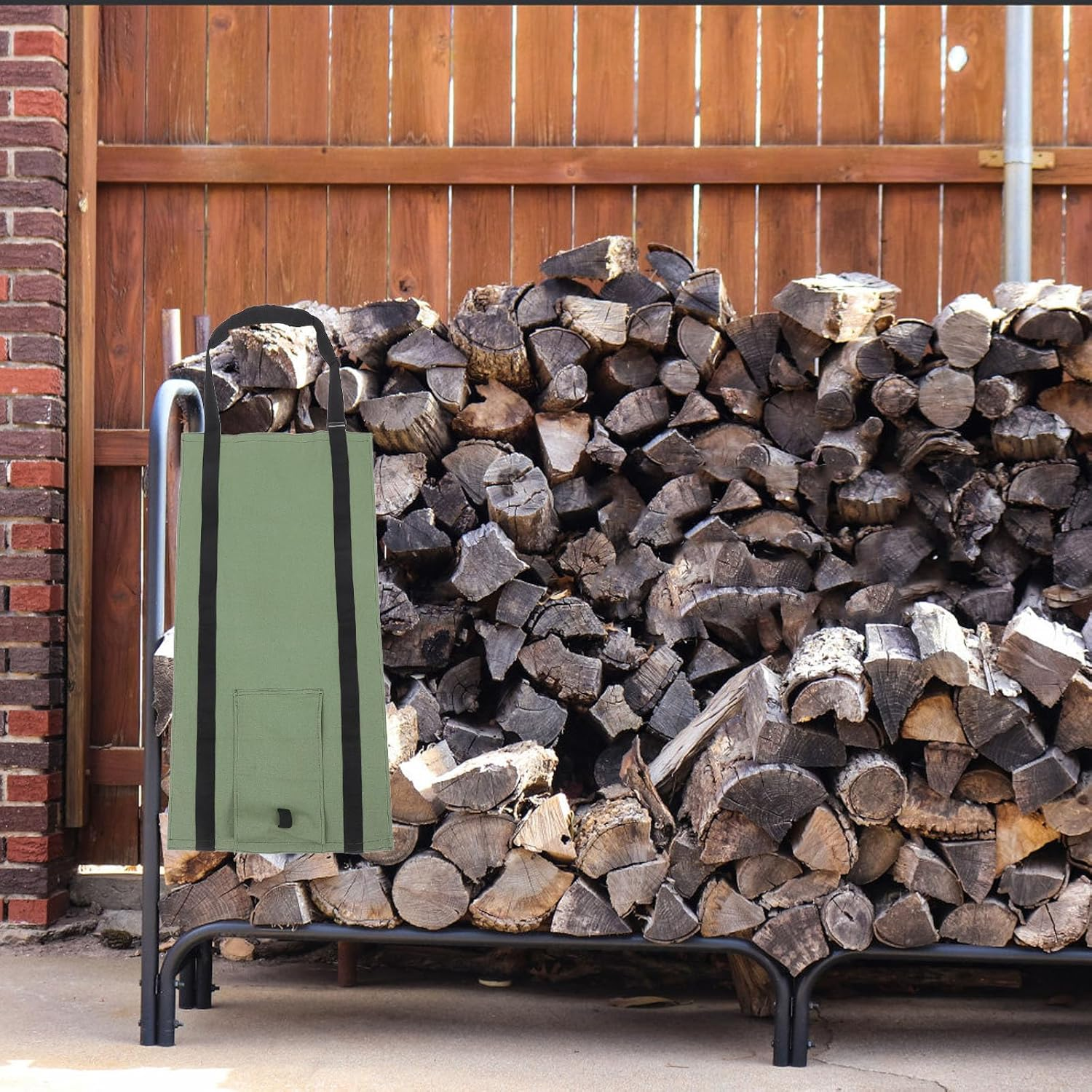 GARIOUANS Firewood Carrying Bags Firewood Tote Carrier Heavy Duty Canvas Log Tote Bag with Reinforced Handles for Outdoor Wood Storage Transport Camping Fireplace Use