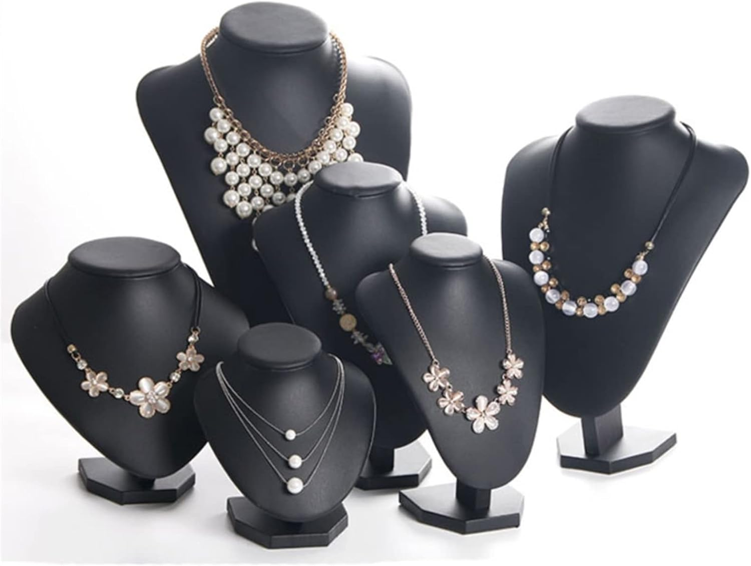 Jewelry Stand PU Faux Leather Necklace Chain Holder Storage Display Show Boutique Stand Mannequin Bust Home Organisation Jewelry Organizer for Women Jewelry Holder Jewelry Display (Color : Black, Si image number 3