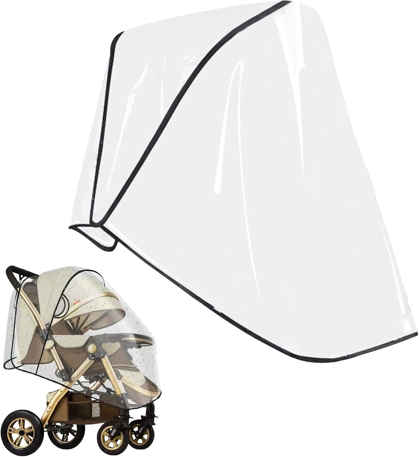 Universal Stroller Pram Rain Cover Large Durable Baby Travel Weather Shield for Summer Windproof Waterproof Protect from Dust Snow Double Protection Eye Protection Stroller Accessory Fits Most Pram image number 1