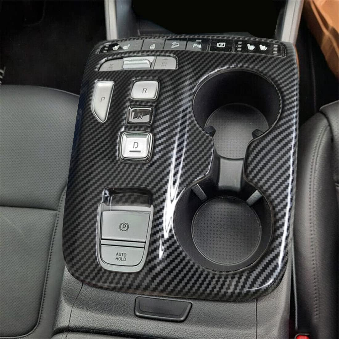 Carbon Fiber Style Car Gear Shift Knob Console Panel Cover Trim Fit for Hyundai Tucson 2022 2023 2024 Interior Accessories image number 3